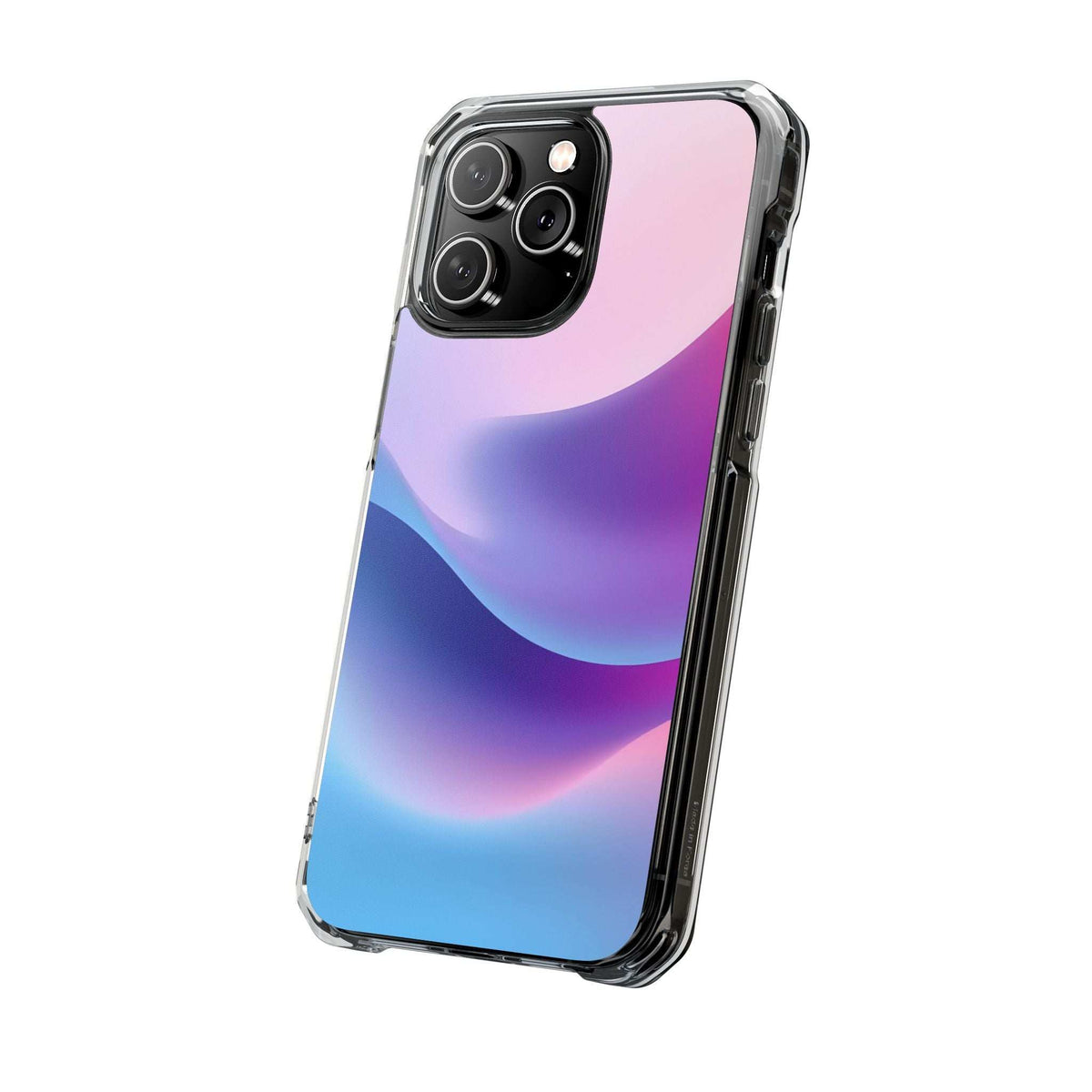 Pastel wave phone case with clear bumper, curved edges, and raised camera cutouts.