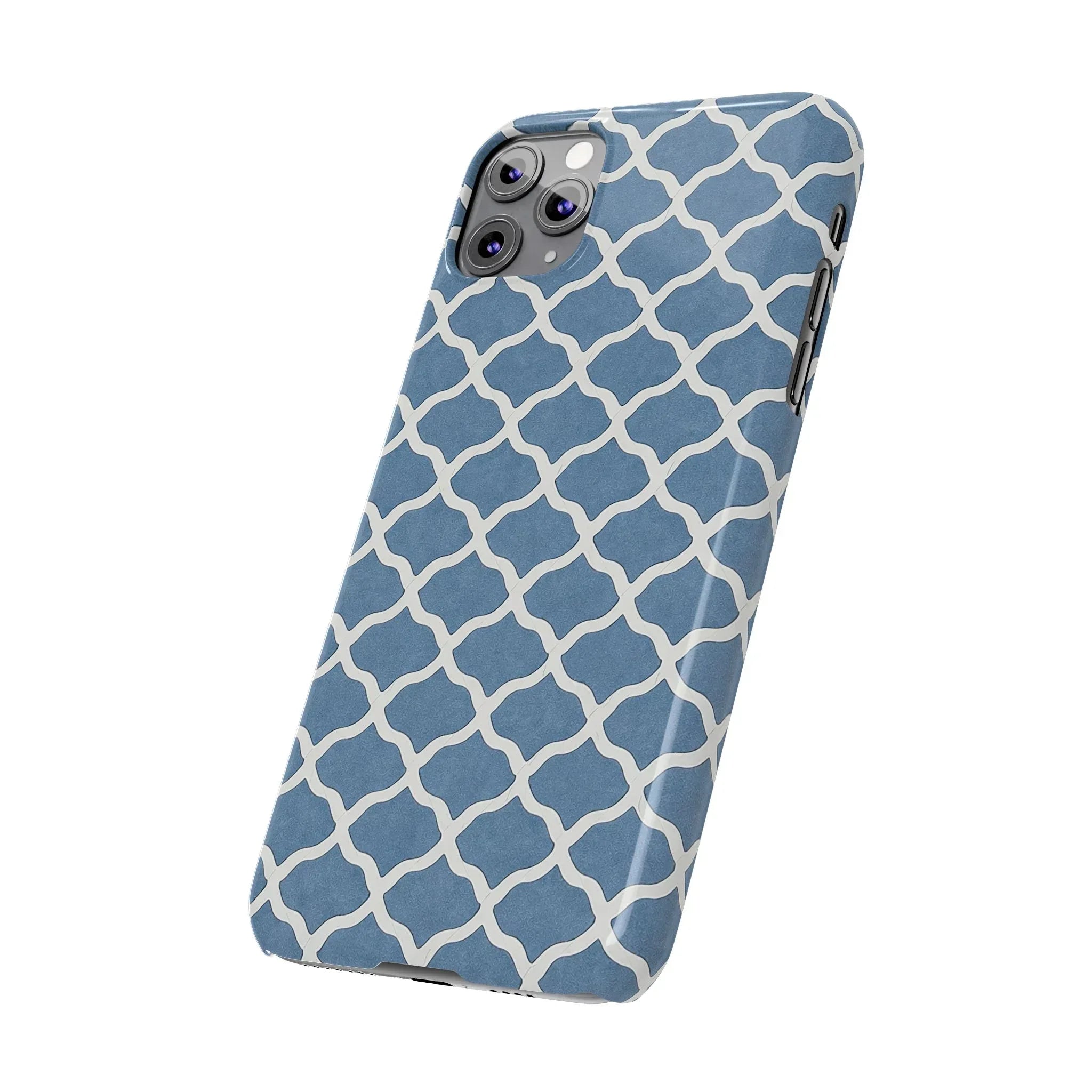 Azure Lattice Pattern Phone Case Slim Phone Cases for iPhone 11-17 - KARARMDESIGN