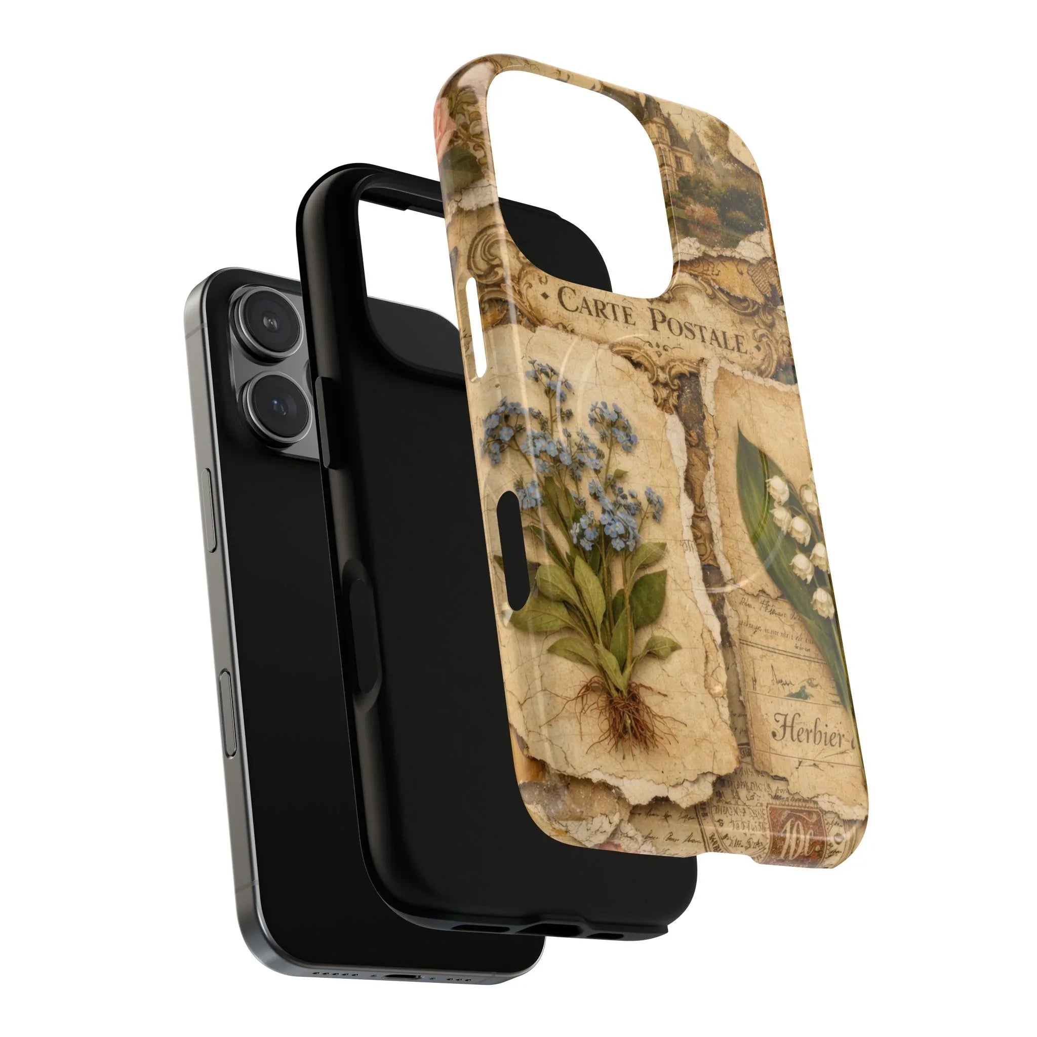Vintage Botanical Postcard Phone Case for iPhone 13-17 - KARARMDESIGN