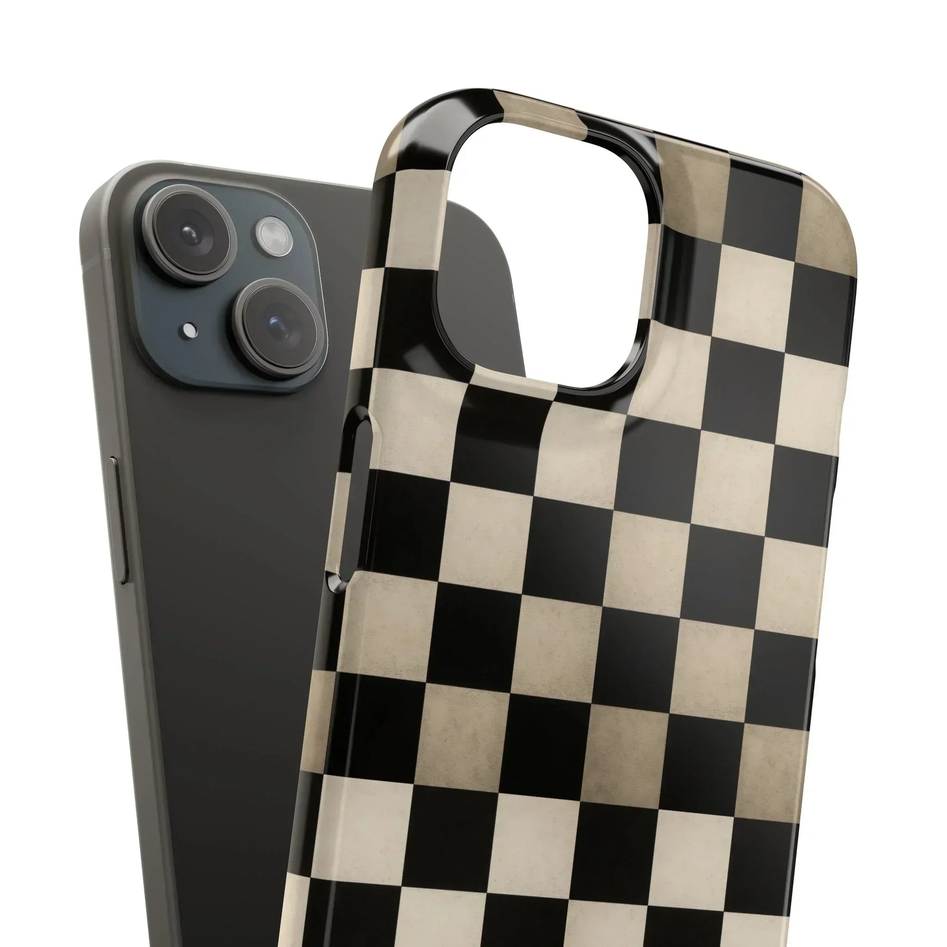 Stylish Matte Checker Phone Case for iPhone 7-16 and Samsung Galaxy S10-S24 Models - KarArmDesign