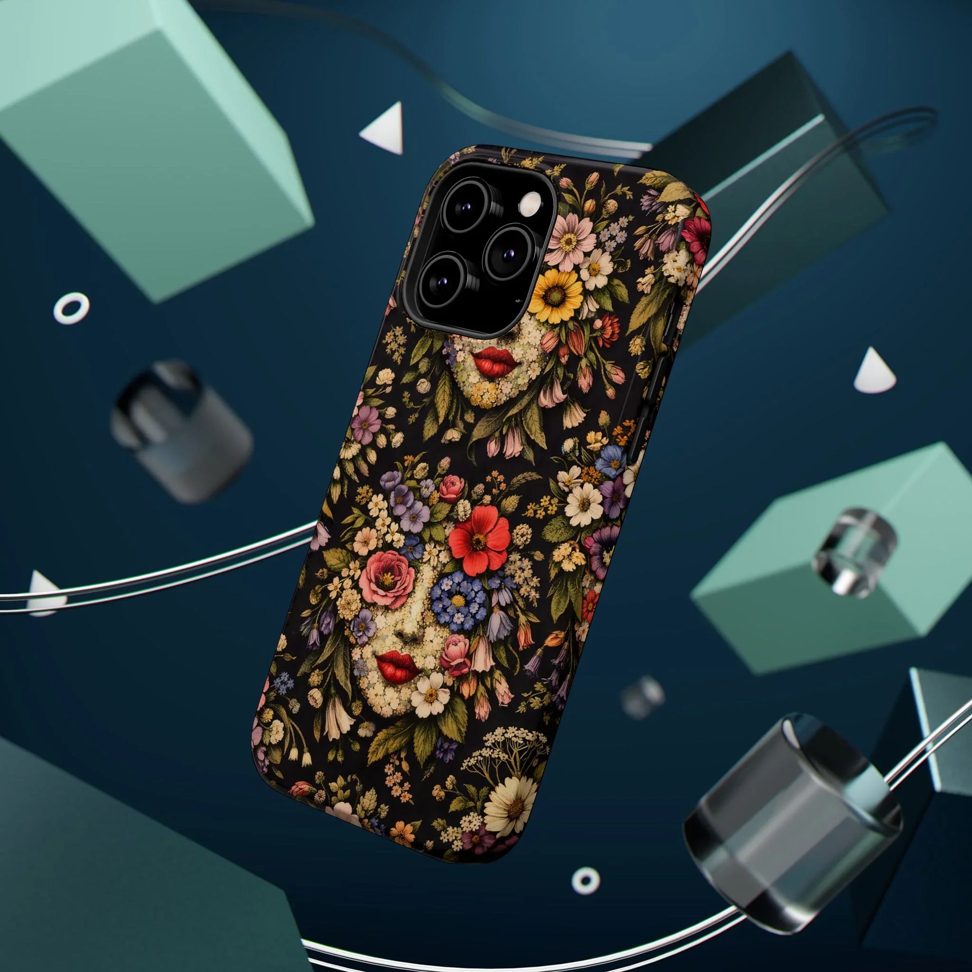 Vintage Flower Face Phone Case for iPhone 13-17 - KARARMDESIGN