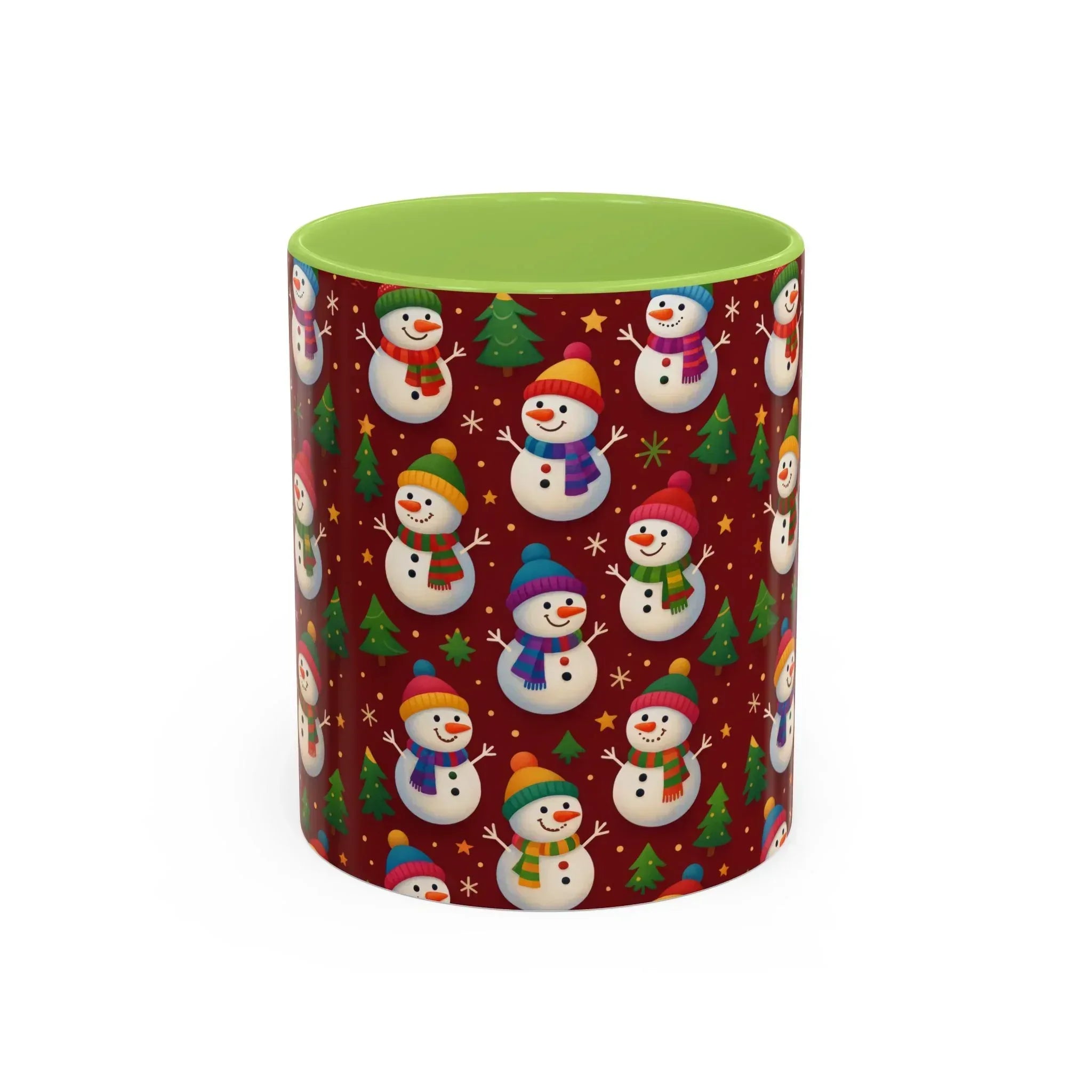 Festive Snowman Parade Accent Coffee Mug (11oz) - KARARMDESIGN