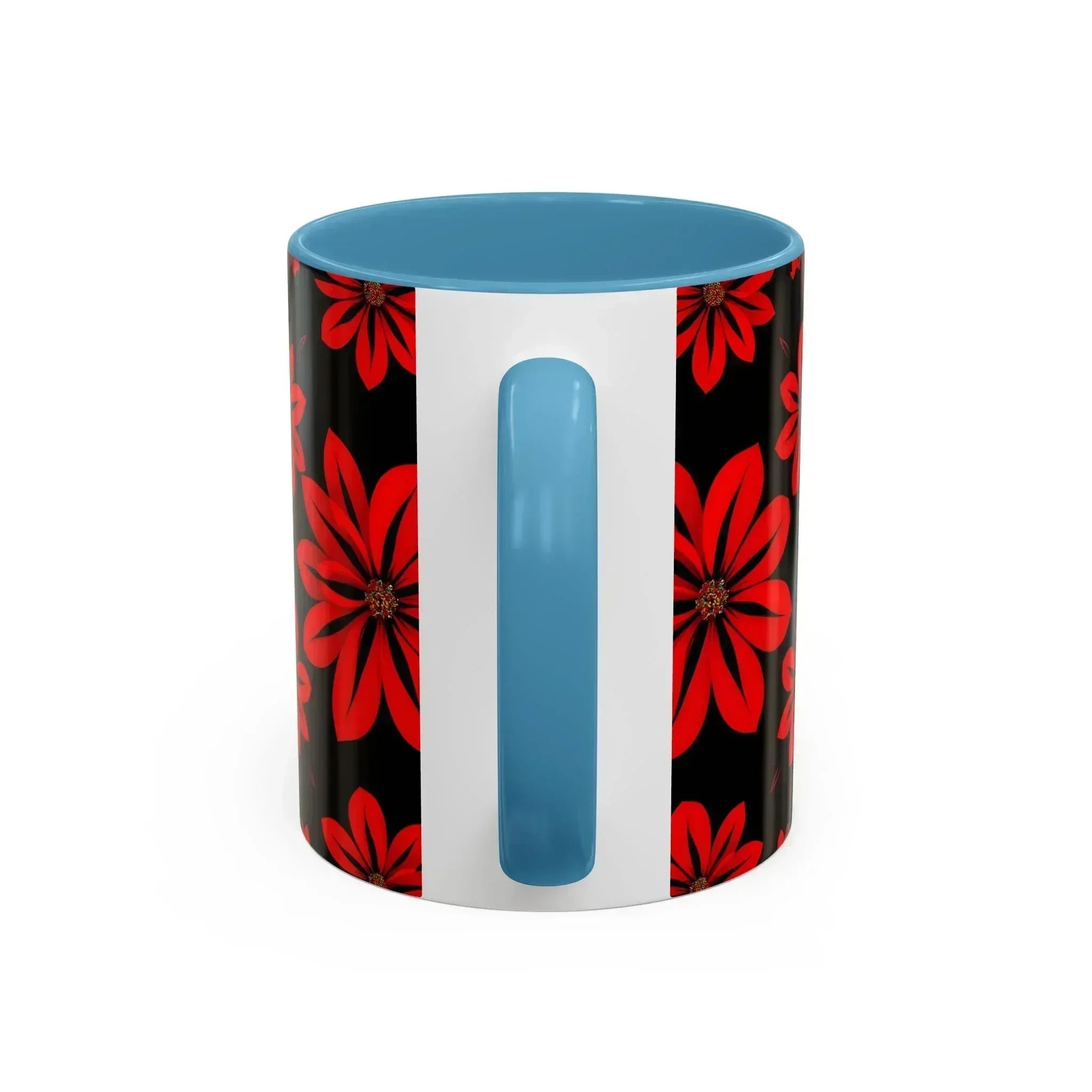 Accent Red Floral Coffee Mug – 11oz & 15oz - KARARMDESIGN