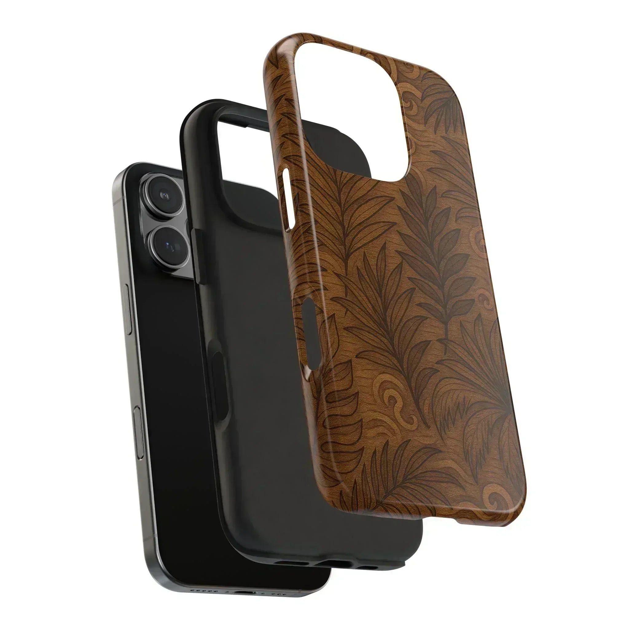 Wood Leaf Armor Phone Case for iPhone and Galaxy - KARARMDESIGN