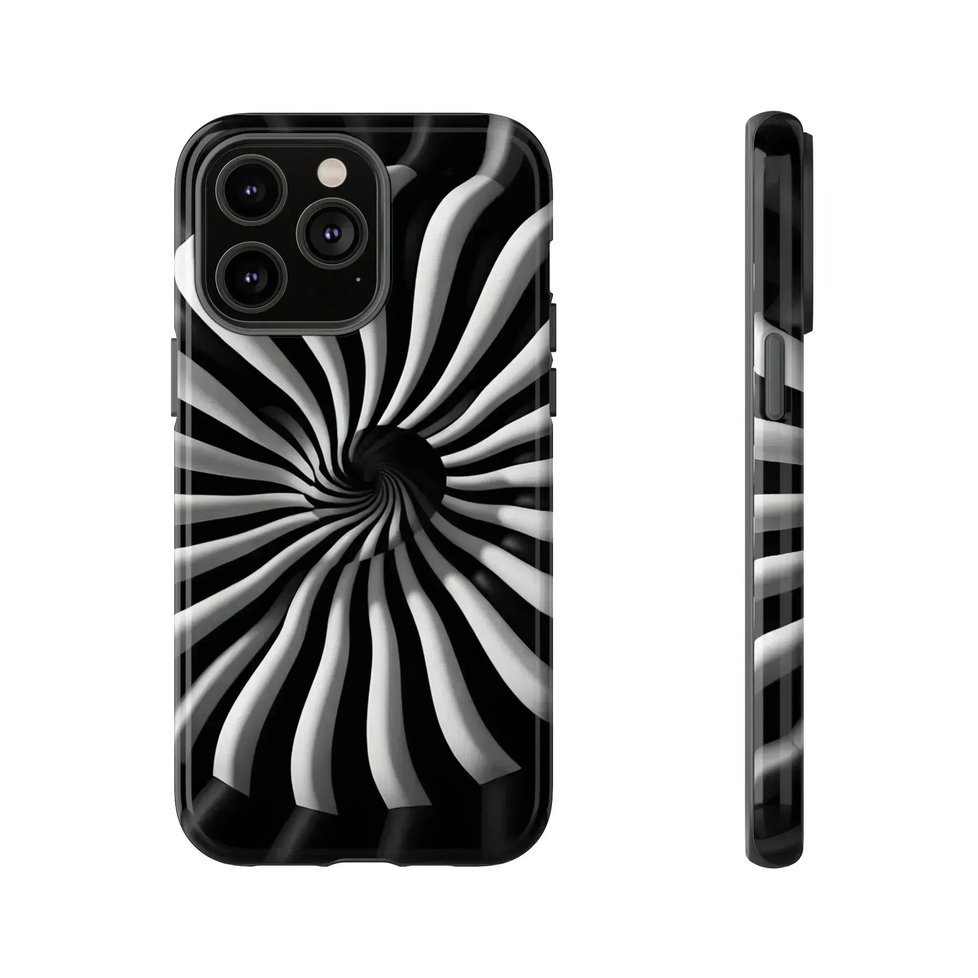 Hypnotic Black and White Spiral Phone Case for iPhone & Galaxy - KARARMDESIGN