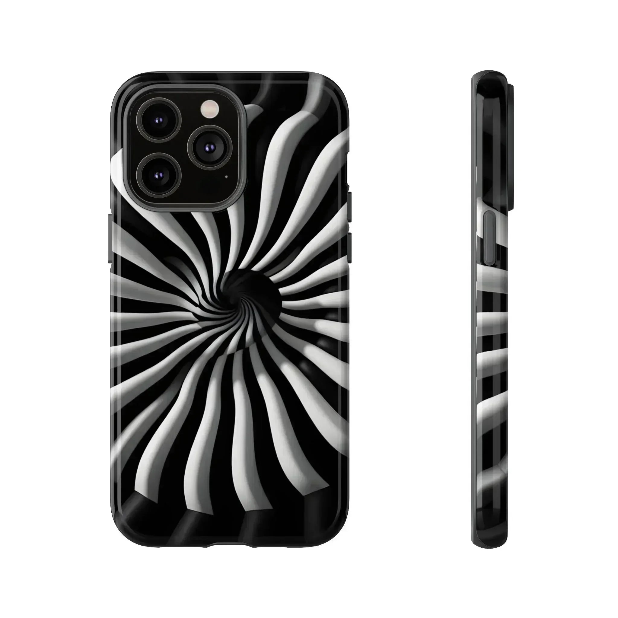 Hypnotic Black and White Spiral Phone Case for iPhone & Galaxy - KARARMDESIGN