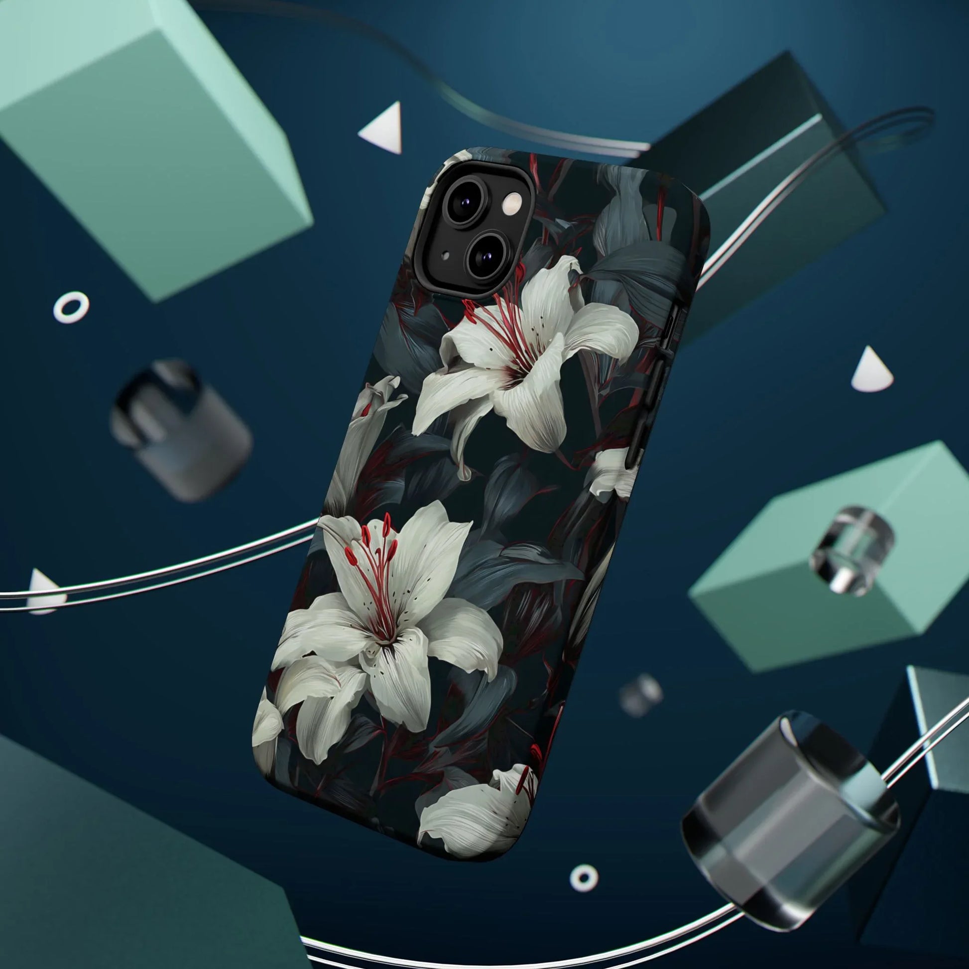White Lily Floral Phone Case for iPhone 13-17 - KARARMDESIGN