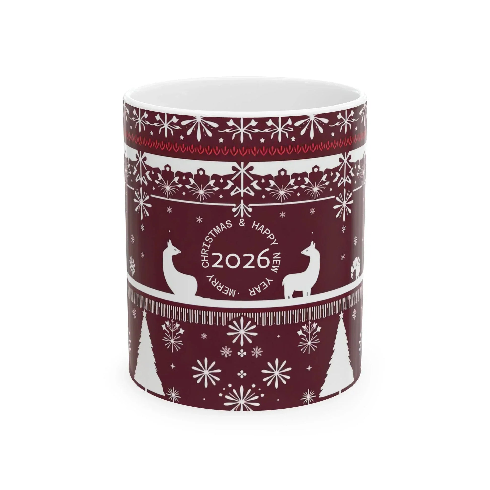 Festive Maroon Mug - Ceramic Mug, (11oz, 15oz) - KARARMDESIGN