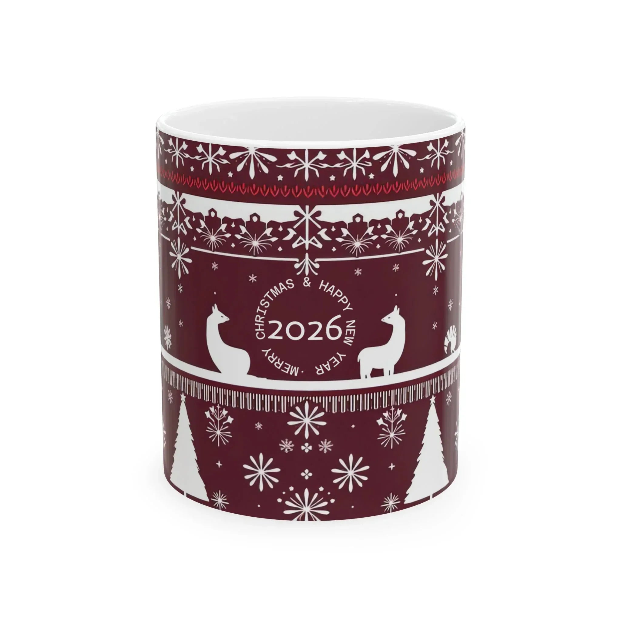 Festive Maroon Mug - Ceramic Mug, (11oz, 15oz) - KARARMDESIGN