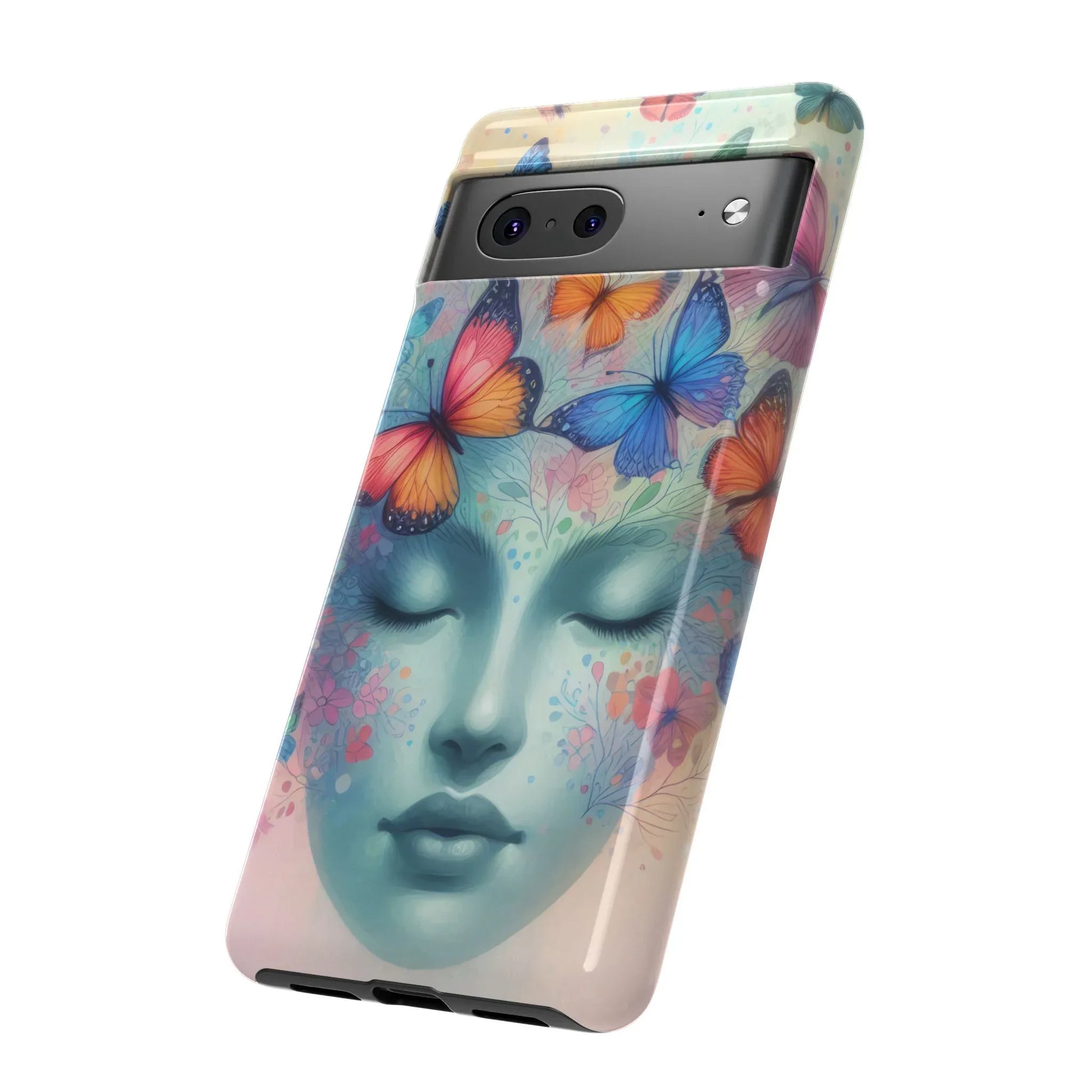 Butterfly Bloom Dreamy Woman Phone Case for Galaxy and Pixel - KARARMDESIGN