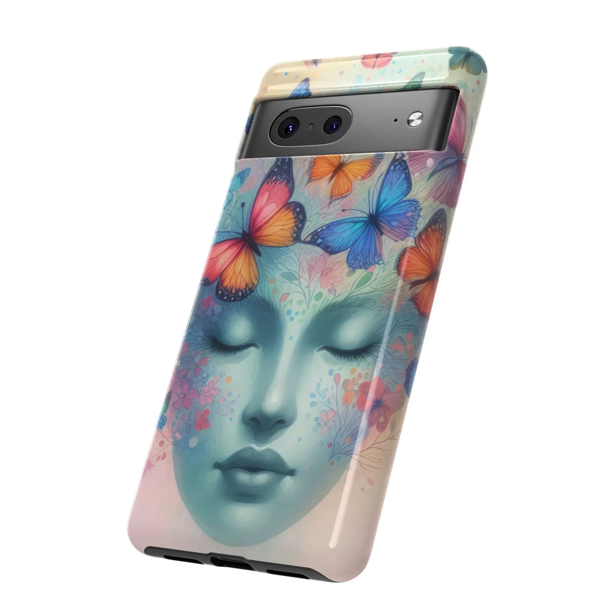 Butterfly Bloom Dreamy Woman Phone Case for Galaxy and Pixel - KARARMDESIGN