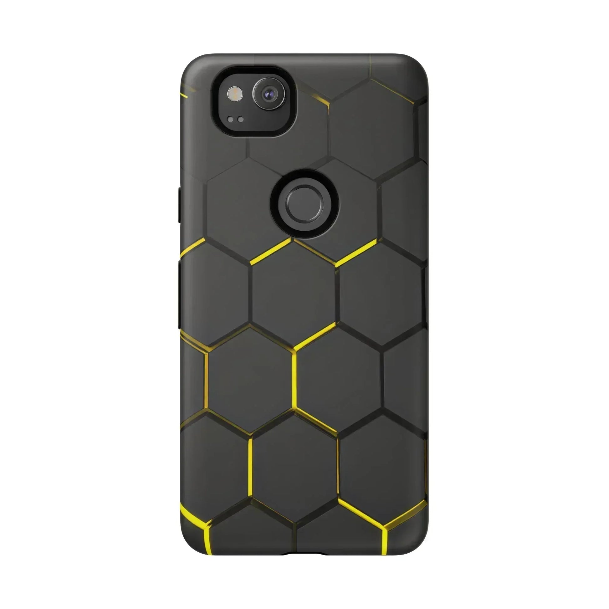Black and Yellow Hexagon Geometric Tough Phone Case for Galaxy and Pixel - KARARMDESIGN