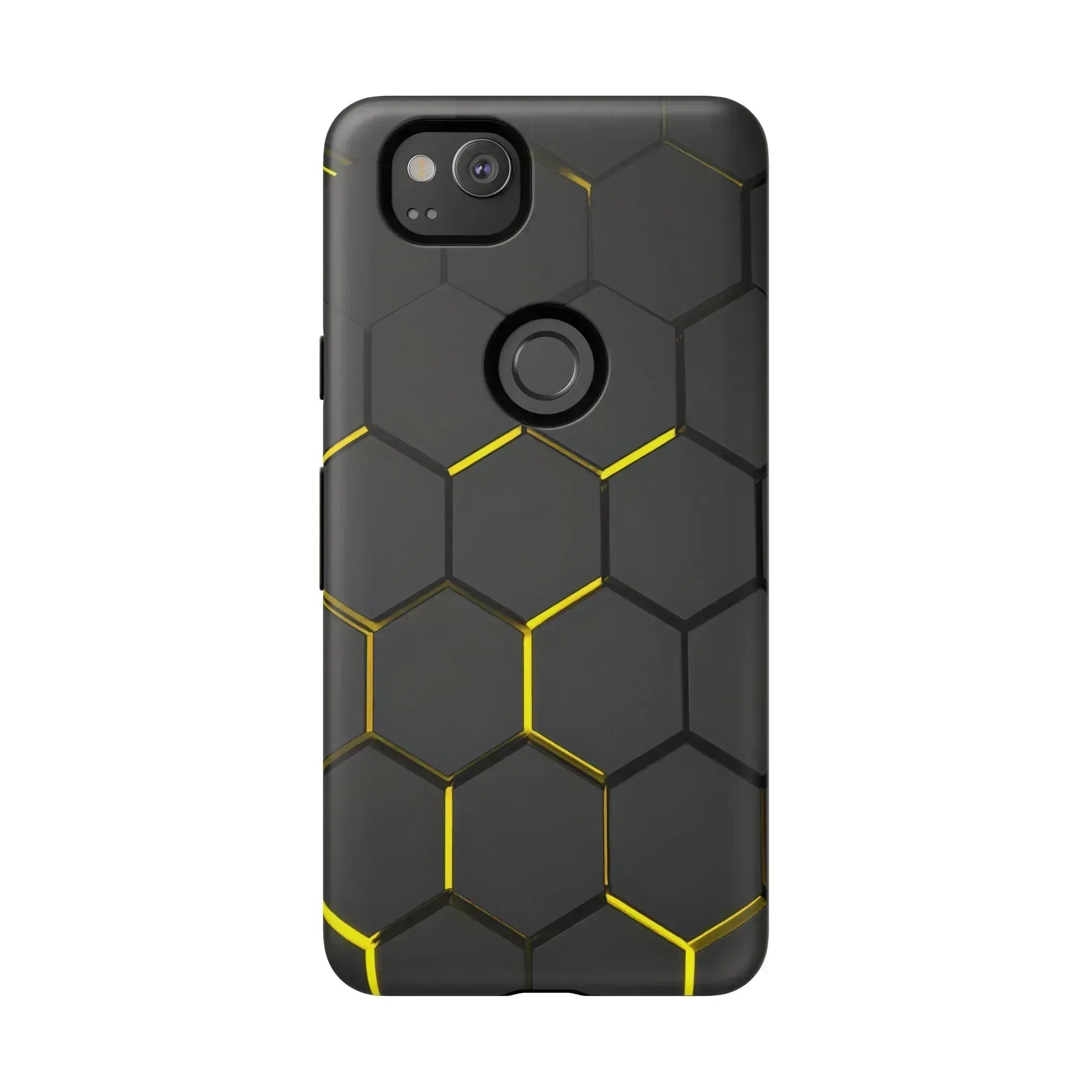 Black and Yellow Hexagon Geometric Tough Phone Case for Galaxy and Pixel - KARARMDESIGN