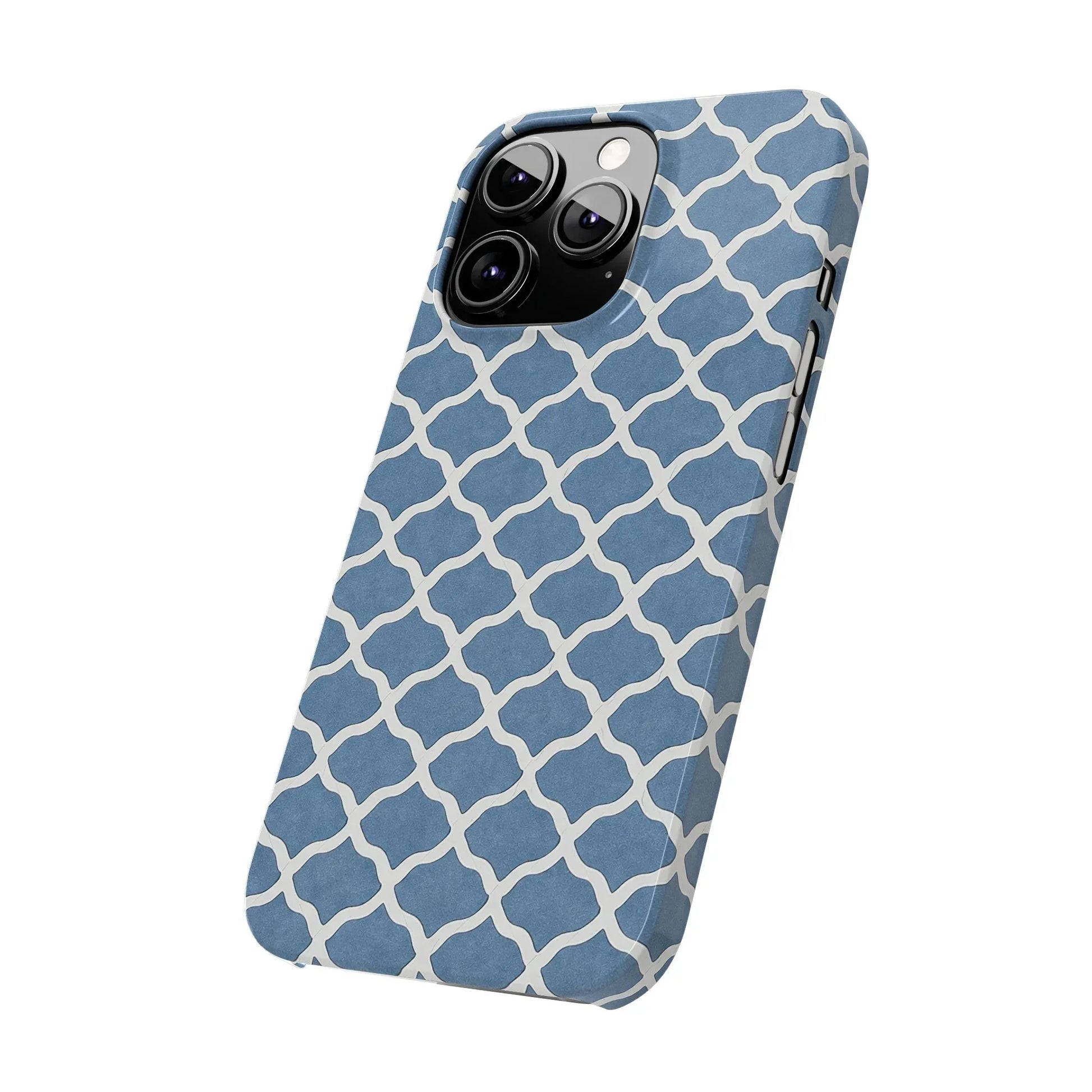 Azure Lattice Pattern Phone Case Slim Phone Cases for iPhone 11-17 - KARARMDESIGN