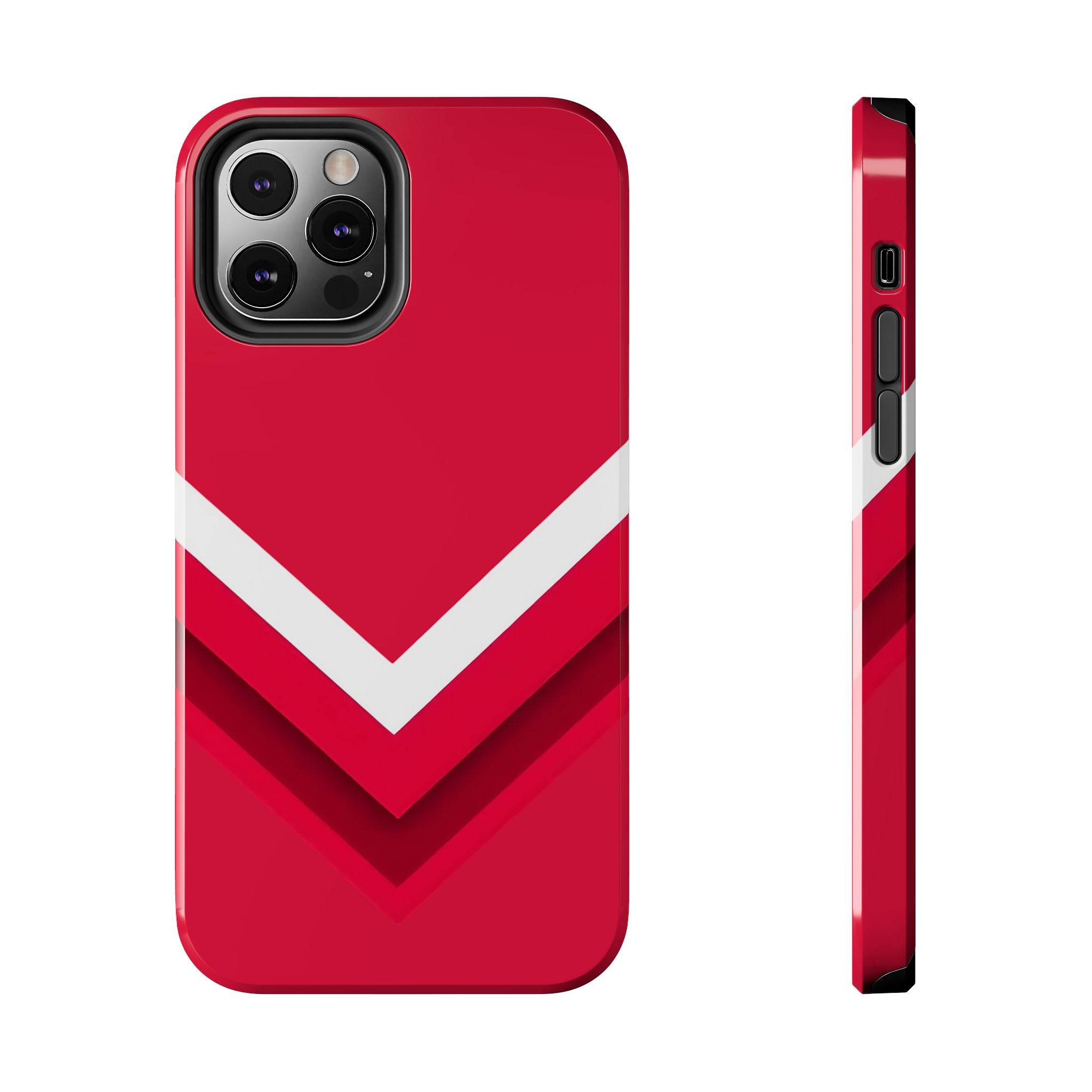 Red Chevron Armor Phone Case for iPhone 11–16 & Galaxy S21–S24