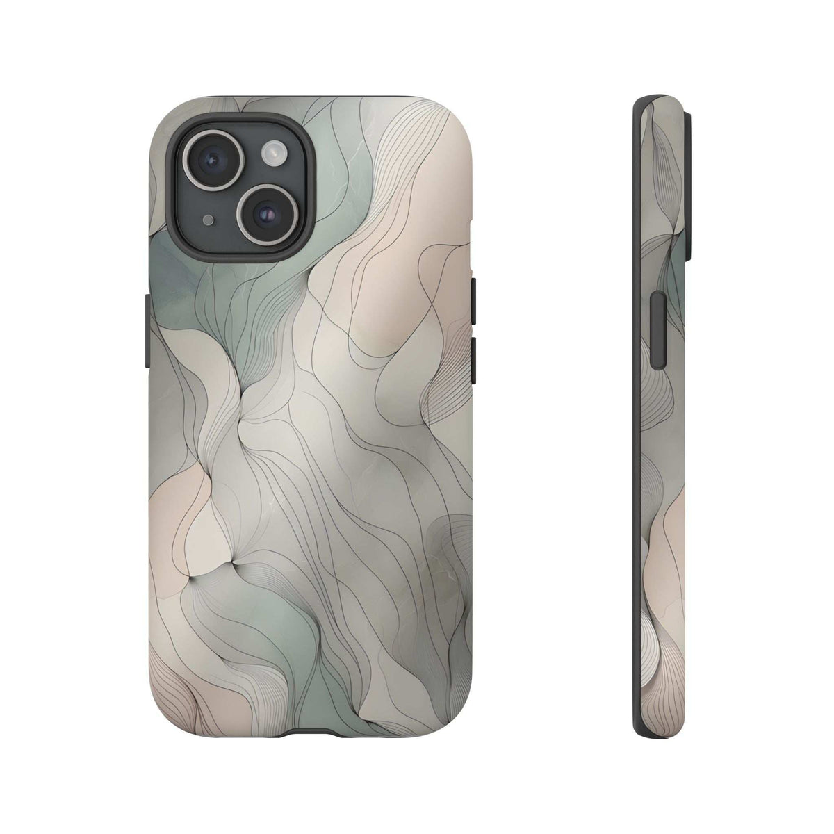 Pastel wave phone case for iPhone 8-17 & Google Pixel 6-9, front view with wave pattern