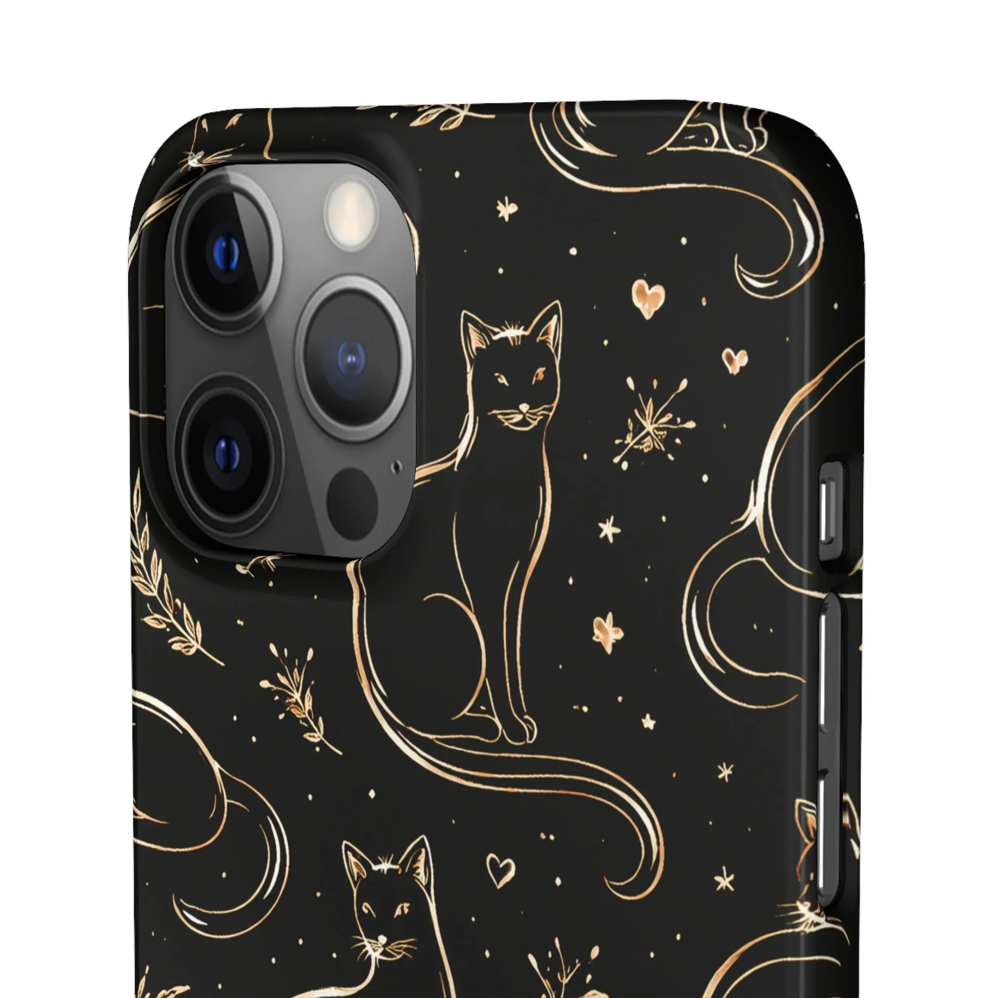 Golden Cat Pattern Phone Case for iPhone 11–17 & Galaxy S21–S25 - KARARMDESIGN