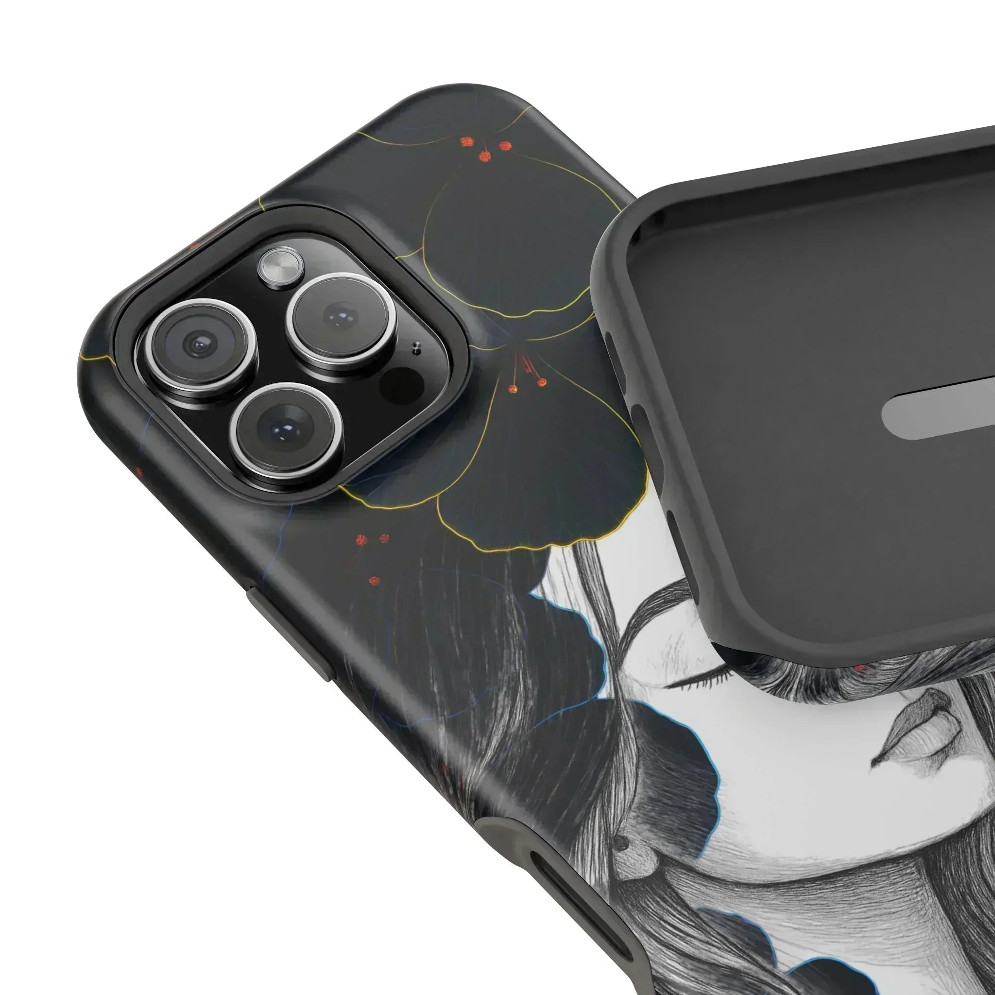 Dark Floral Elegance Phone Case for iPhone 13-16 - KARARMDESIGN