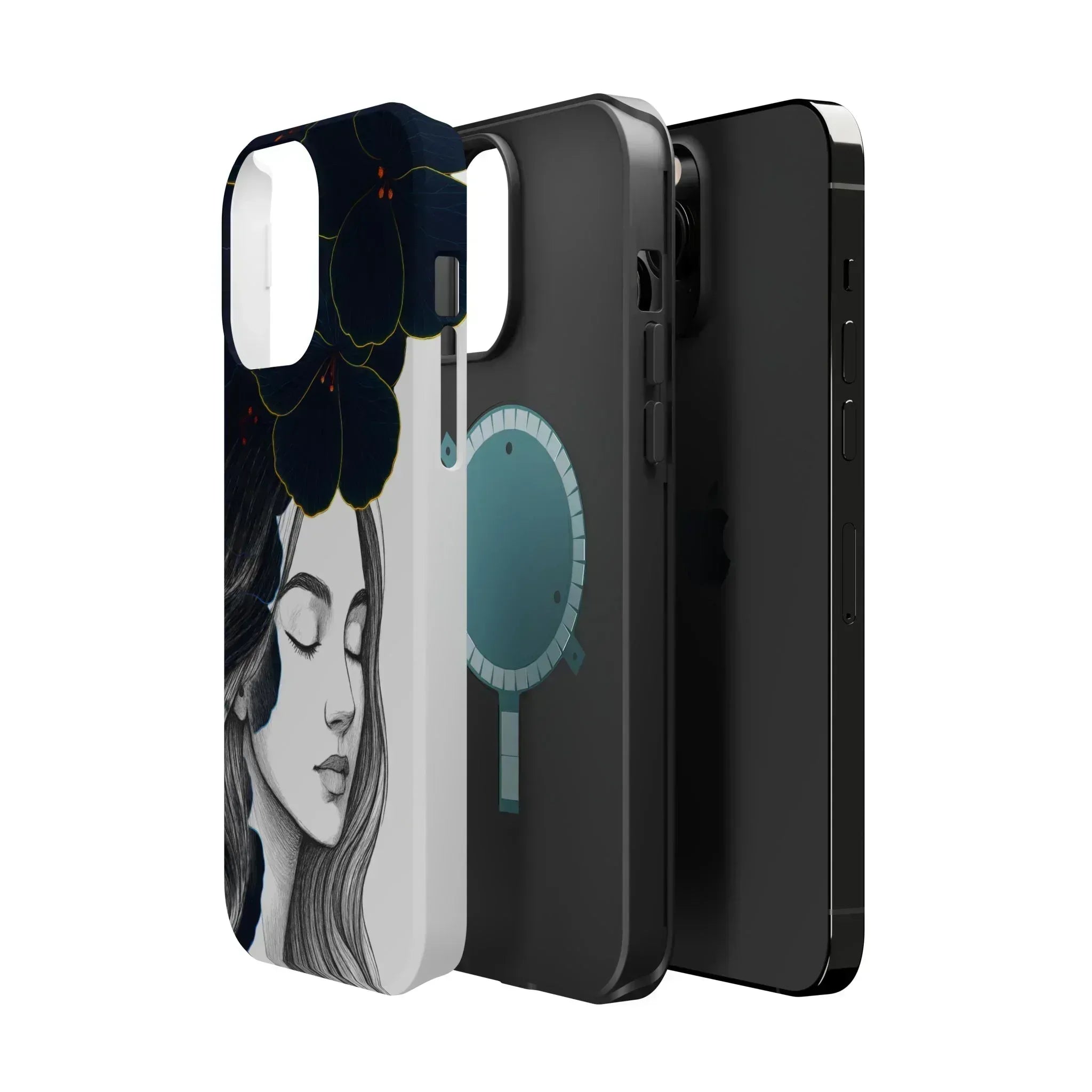 Dark Floral Elegance Phone Case for iPhone 13-16 - KARARMDESIGN