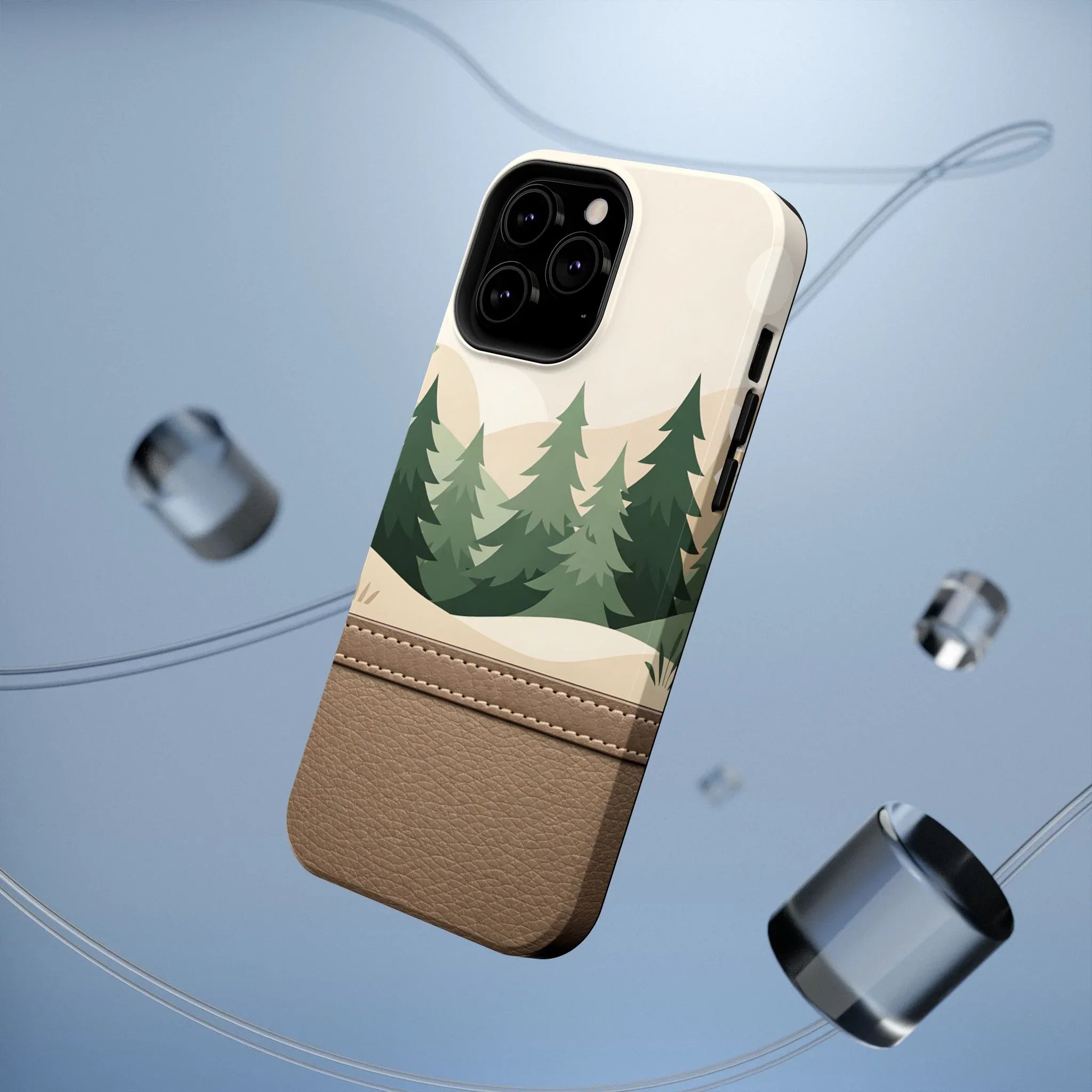 Forest Leather Phone Case for iPhone 11-17 and Galaxy S21-S25 - KARARMDESIGN