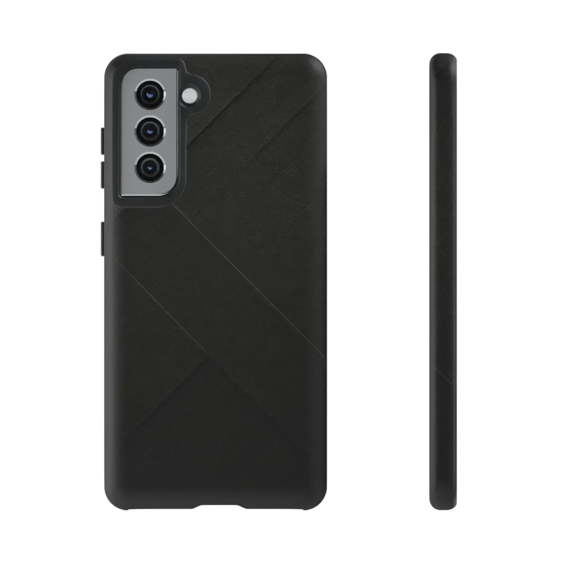 Matte Black Diagonal Line Phone Case for iPhone 8-16 and Galaxy S10-S25 - KARARMDESIGN