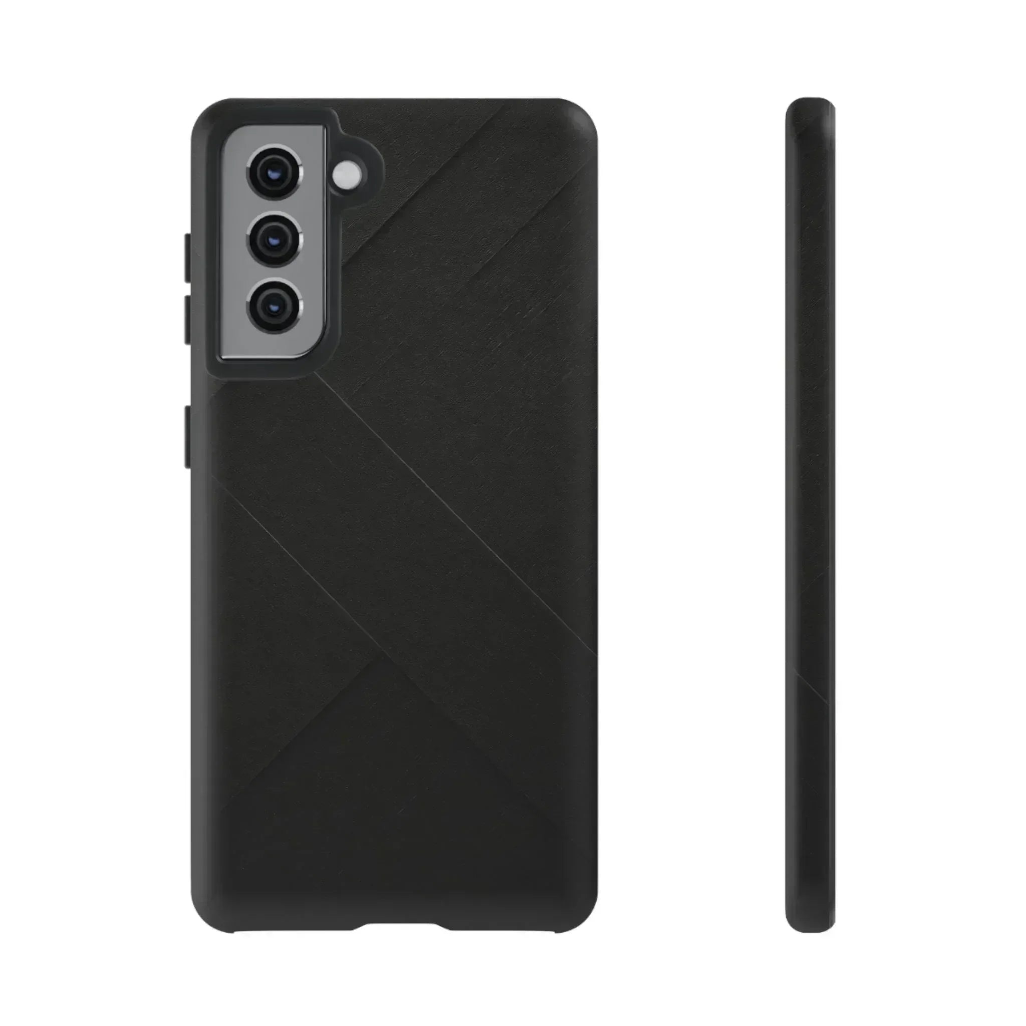 Matte Black Diagonal Line Phone Case for iPhone 8-16 and Galaxy S10-S25 - KARARMDESIGN