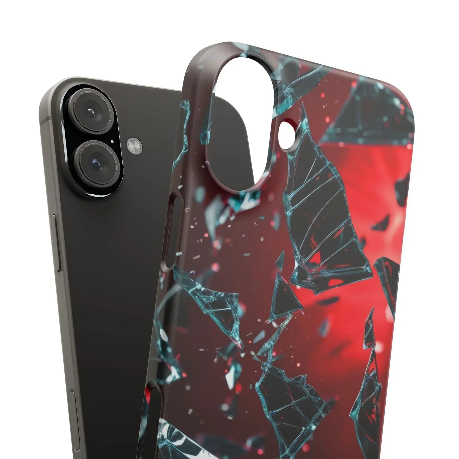 "Crimson Impact" Realistic Glass Shard Snap Phone Case for iPhone 7-16 and Samsung Galaxy S10-S24 Models - KarArmDesign