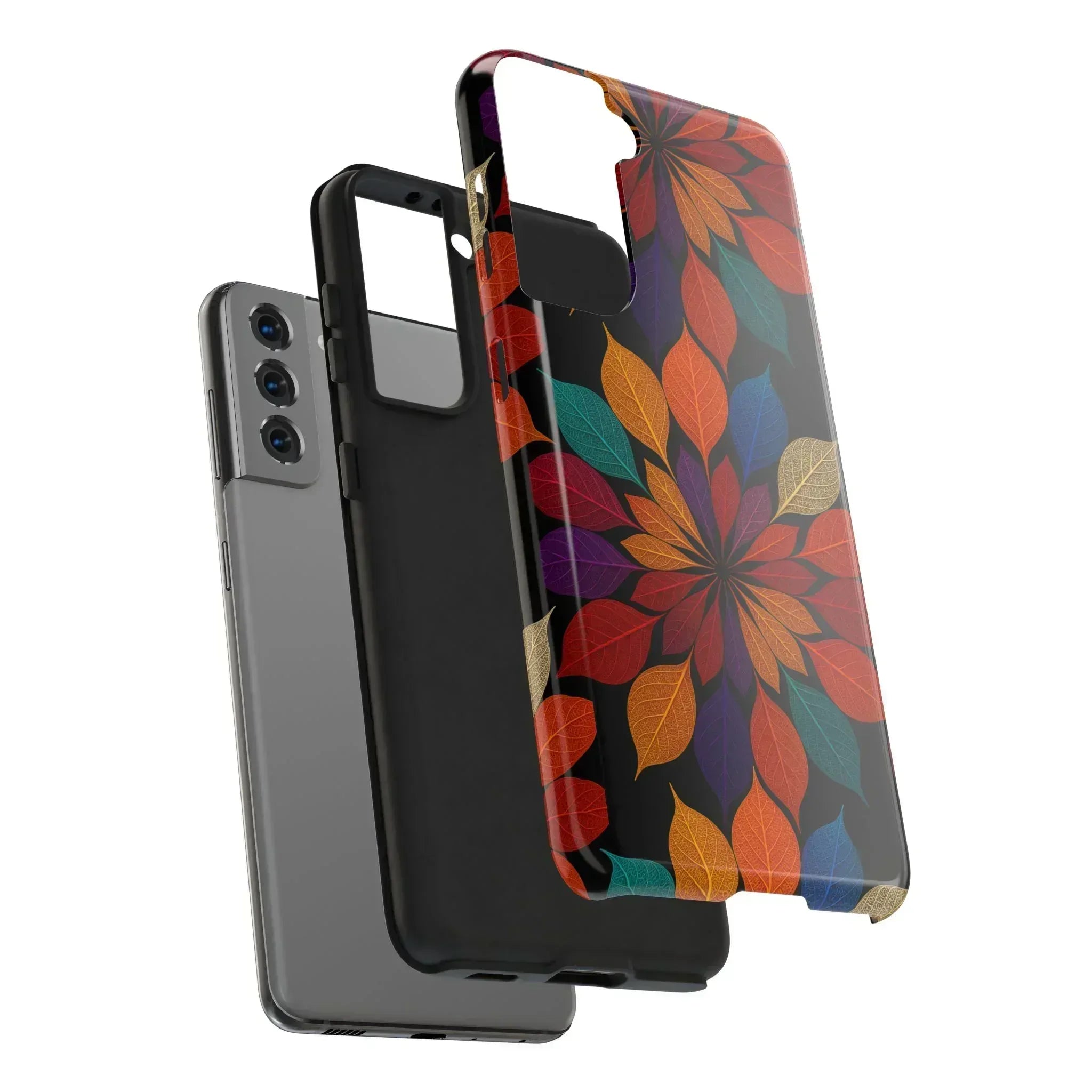 Leaf Mandala Phone Case for iPhone 11-16 and Galaxy S21-S24 - KARARMDESIGN