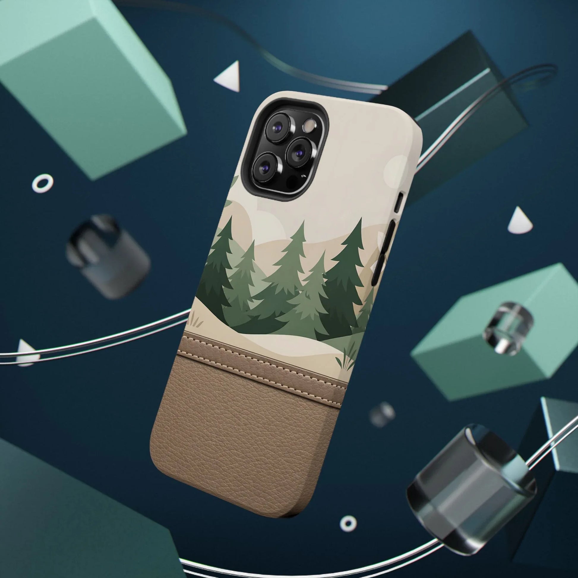 Forest Leather Phone Case for iPhone 11-17 and Galaxy S21-S25 - KARARMDESIGN