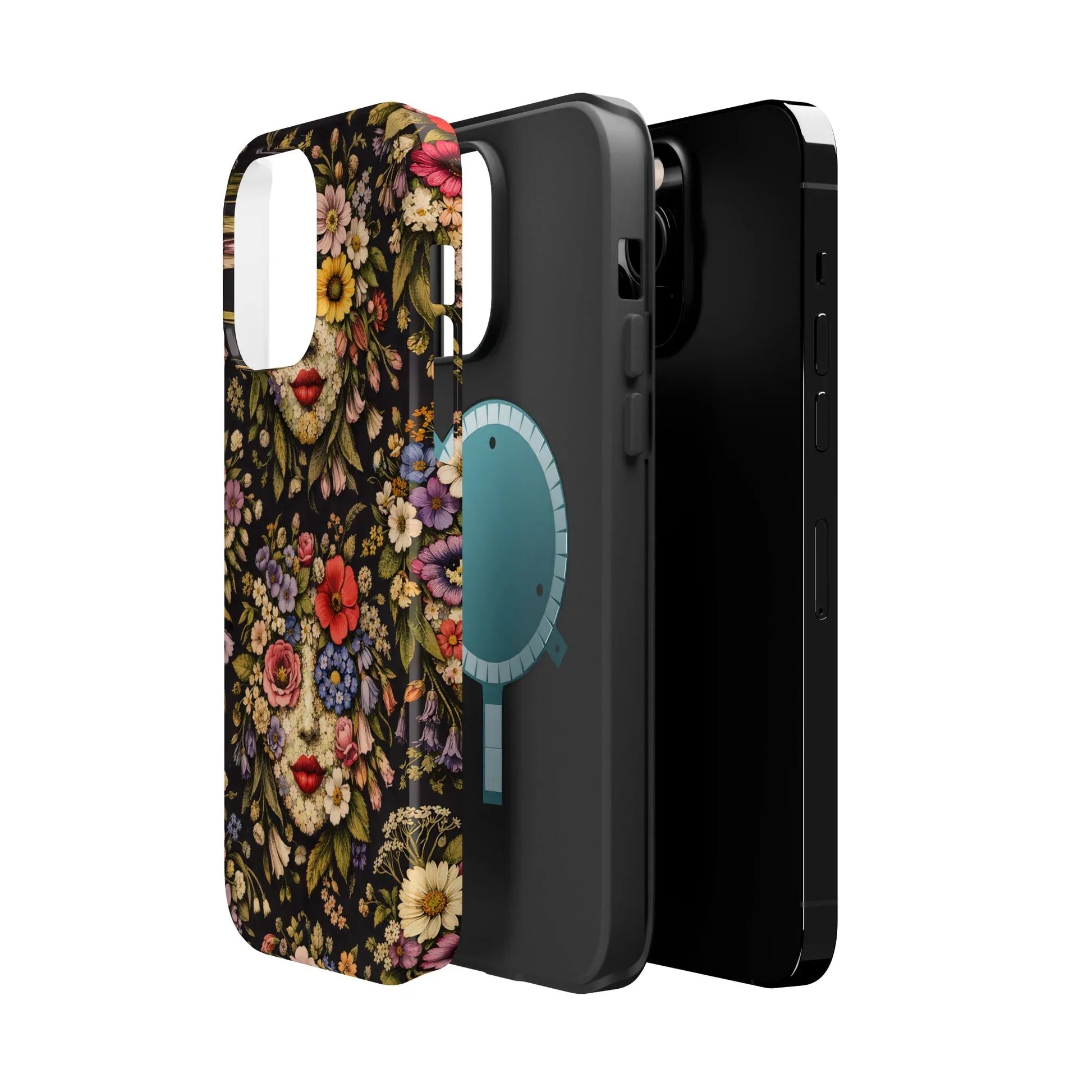 Vintage Flower Face Phone Case for iPhone 13-17 - KARARMDESIGN