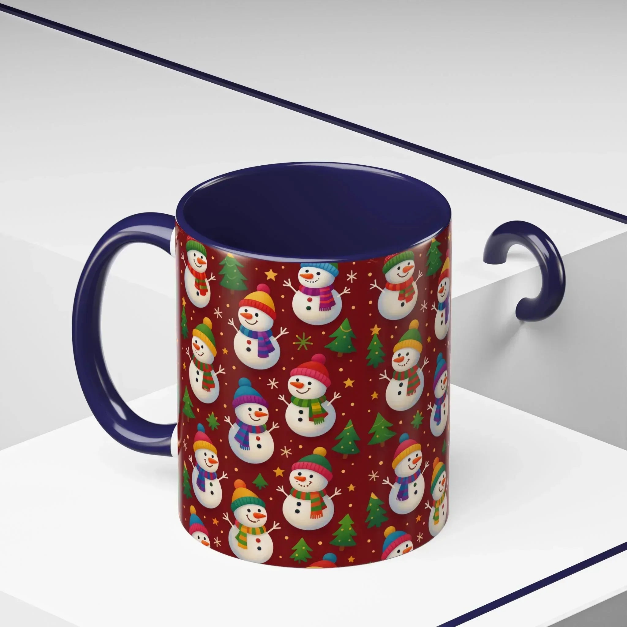 Festive Snowman Parade Accent Coffee Mug (11oz) - KARARMDESIGN