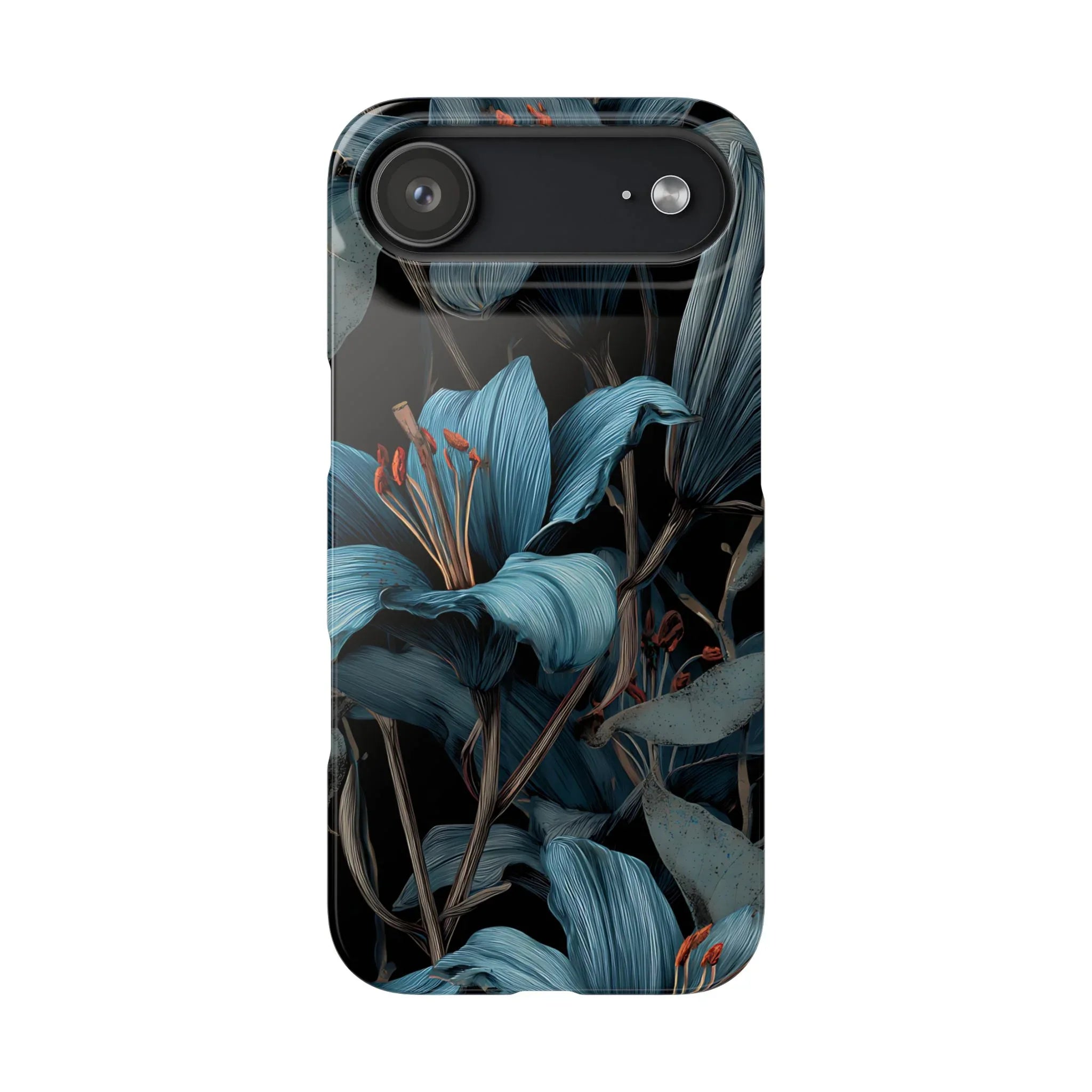 Blue Lily Floral Phone Case for iPhone 11-17 and Galaxy S20-S25 - KARARMDESIGN