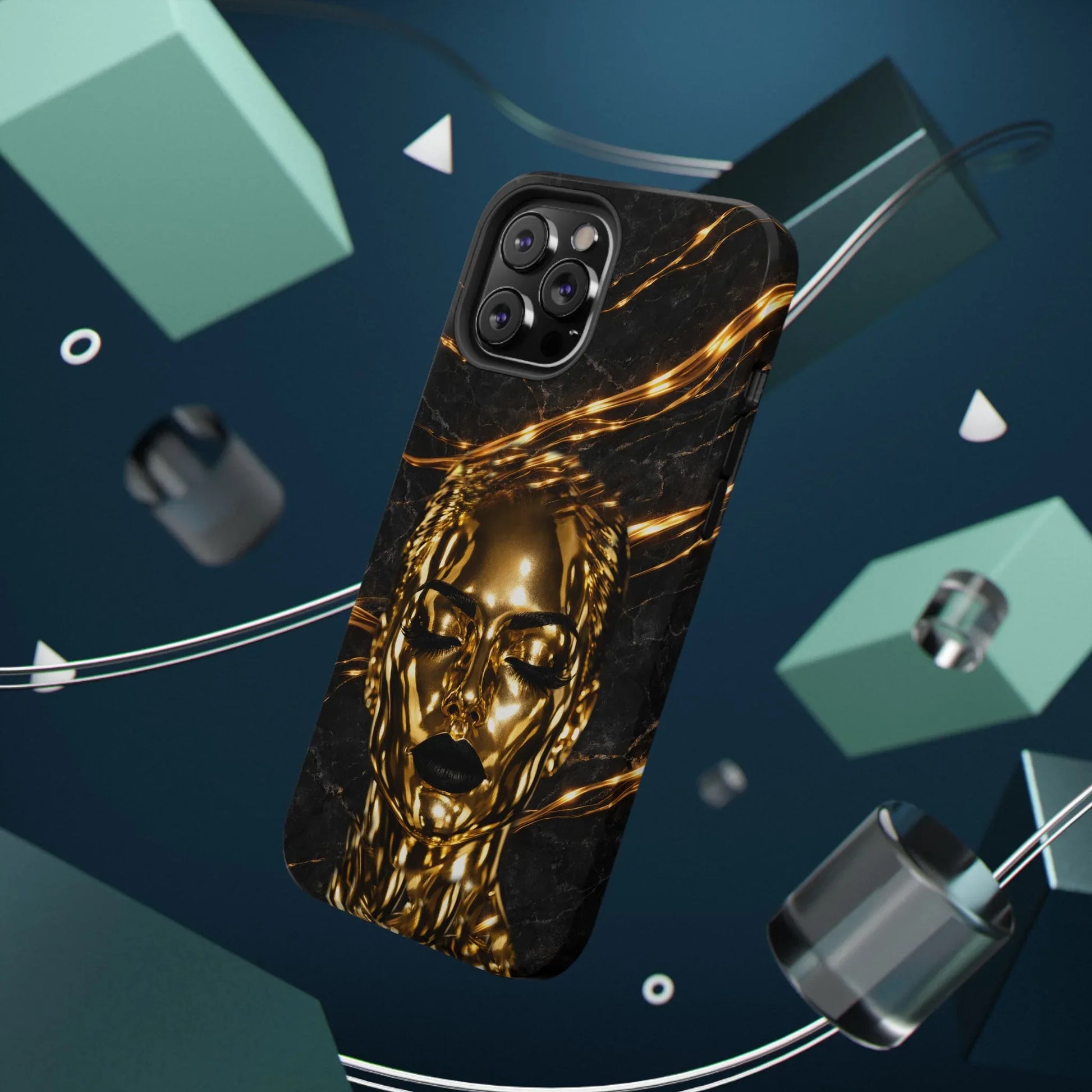 Luxury Gold Portrait Phone Case for iPhone 11-17 and Galaxy S21-S25 - KARARMDESIGN