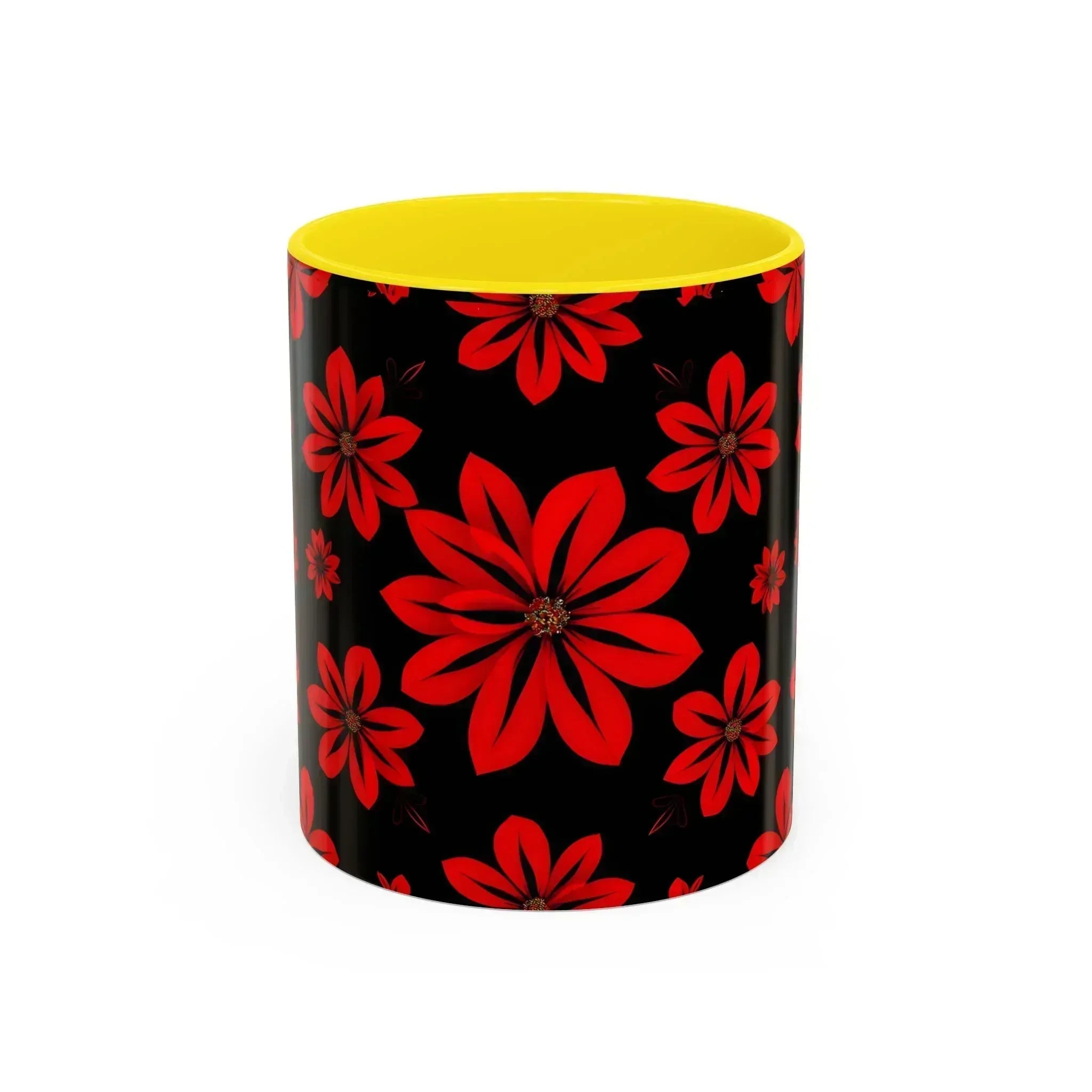 Accent Red Floral Coffee Mug – 11oz & 15oz - KARARMDESIGN