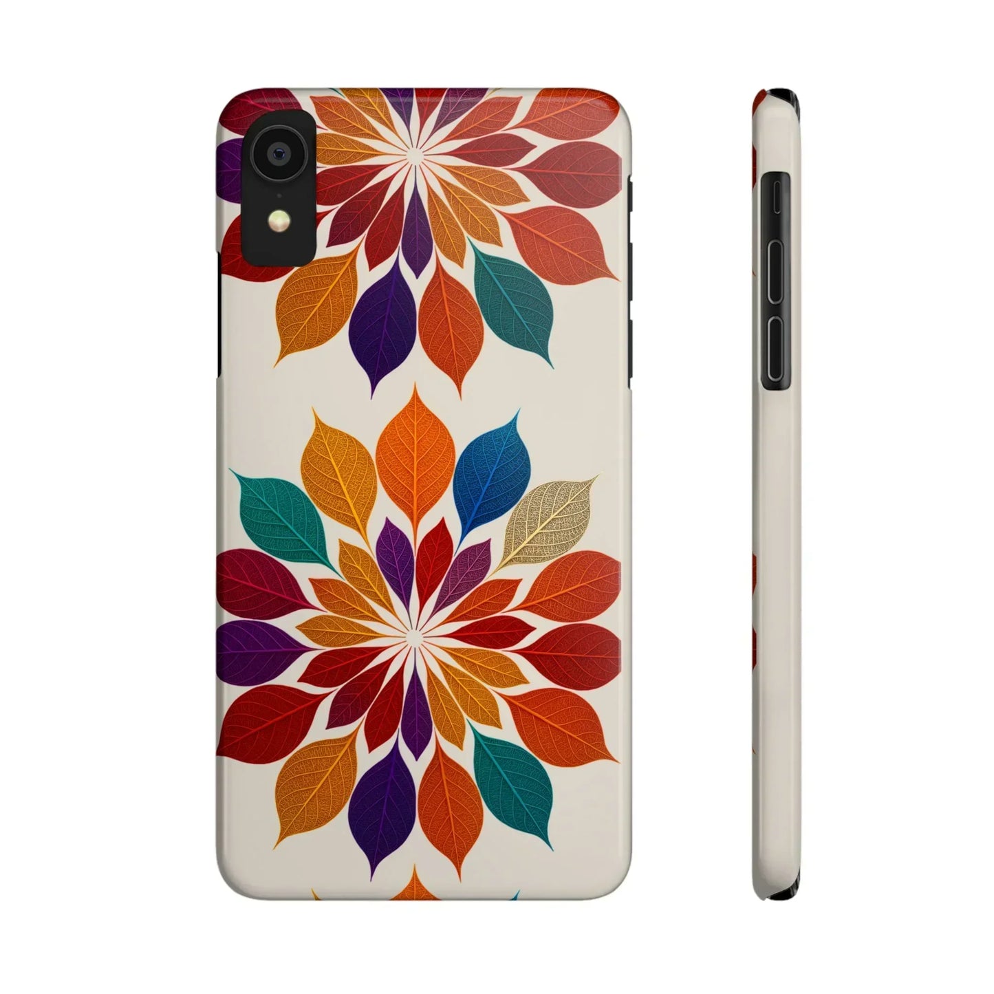 Leaf Mandala Botanical Burst Design Slim Phone Case for iPhone 7-16 Models - KarArmDesign