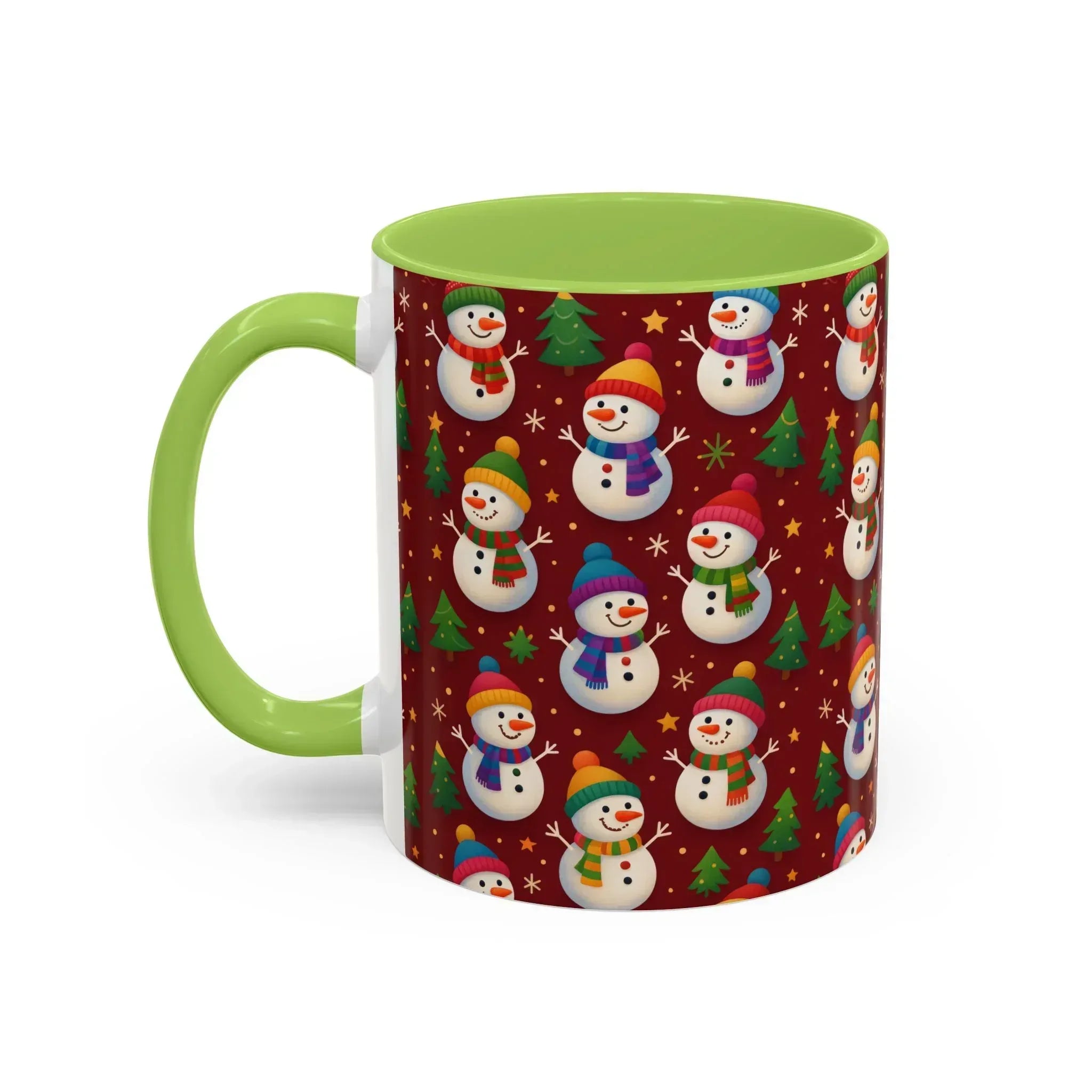 Festive Snowman Parade Accent Coffee Mug (11oz) - KARARMDESIGN