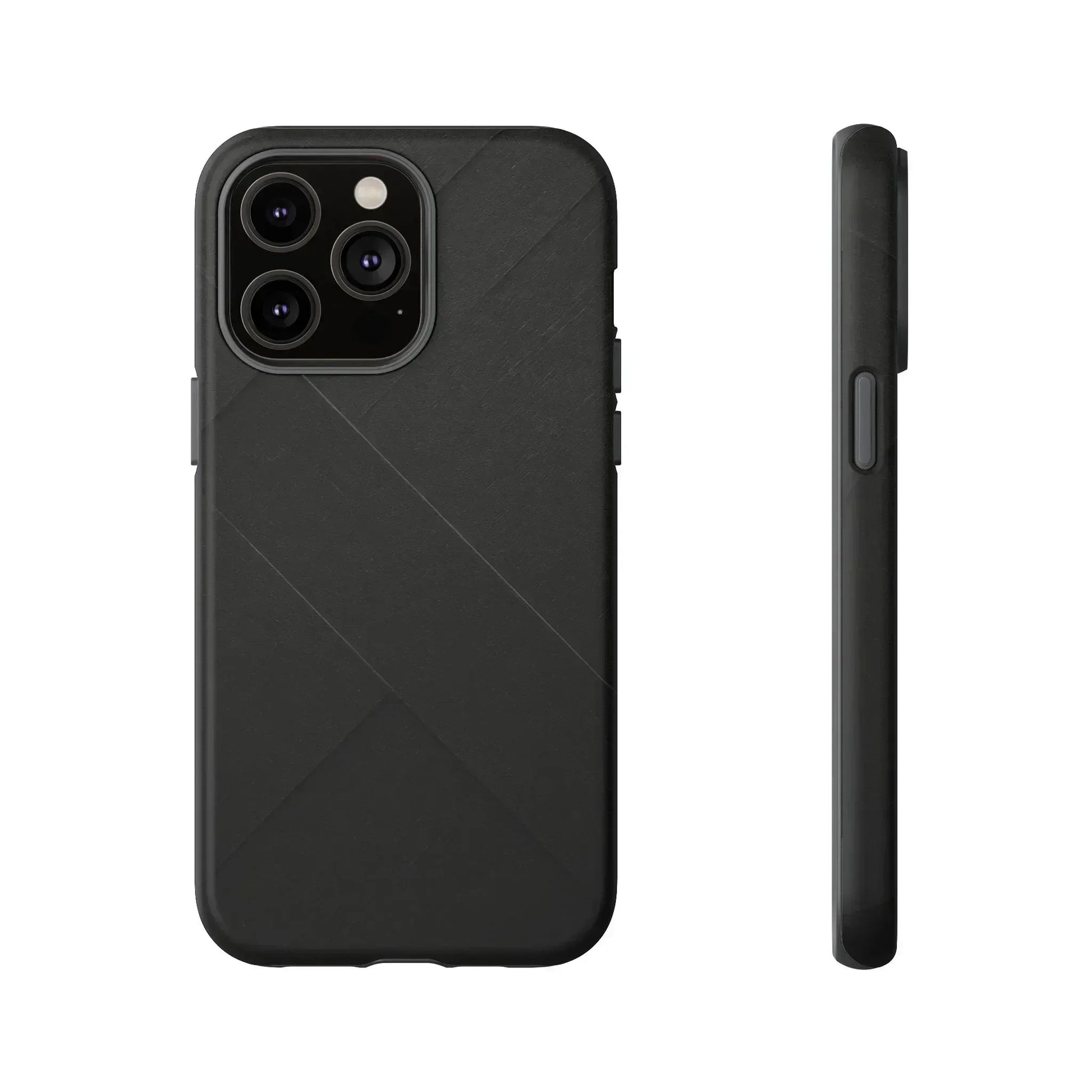 Matte Black Diagonal Line Phone Case for iPhone 8-16 and Galaxy S10-S25 - KARARMDESIGN