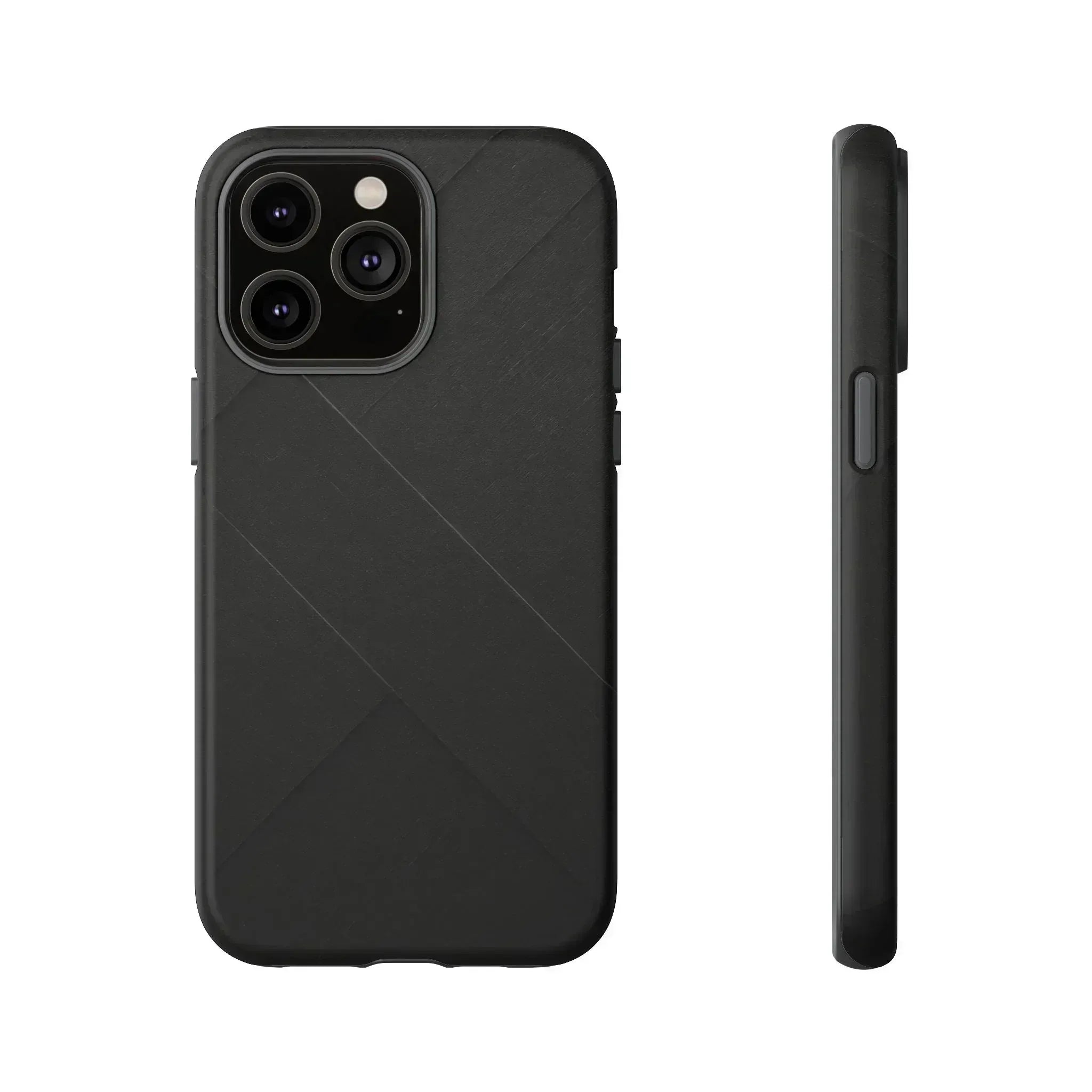 Matte Black Diagonal Line Phone Case for iPhone 8-16 and Galaxy S10-S25 - KARARMDESIGN