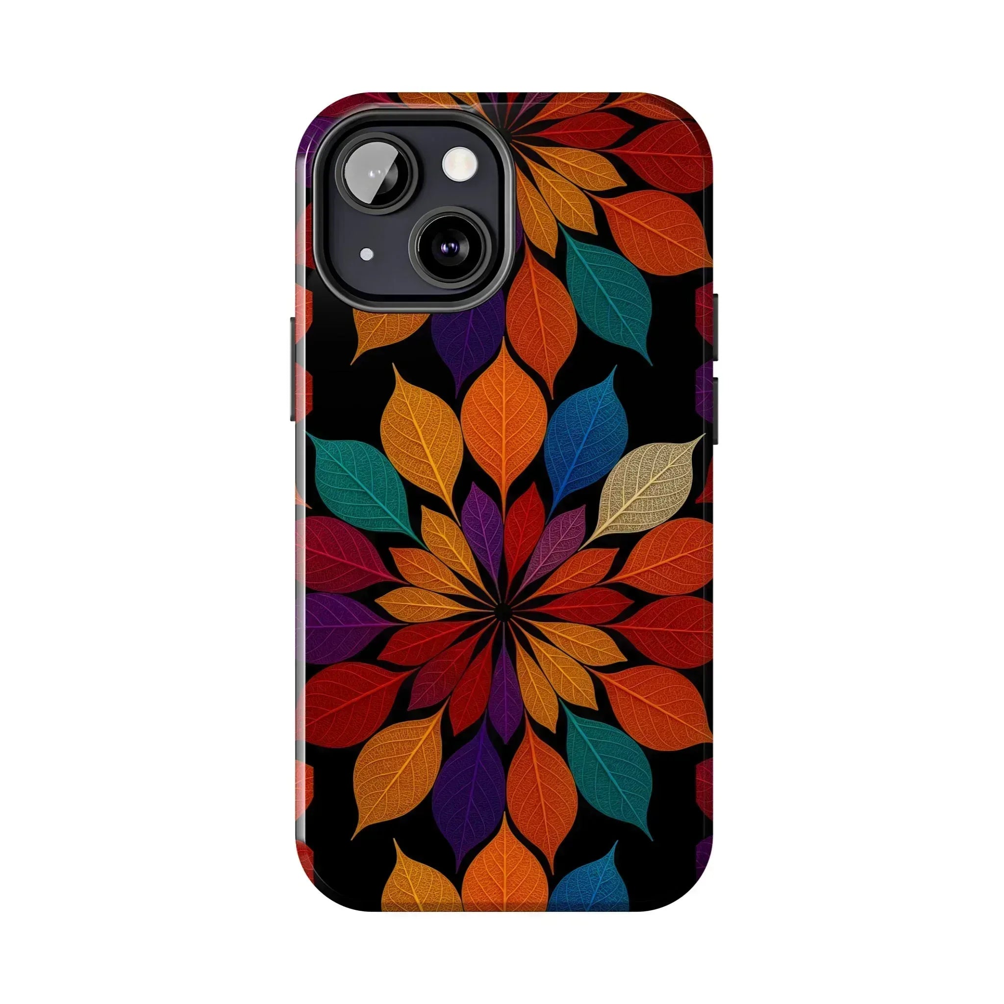 Leaf Mandala Phone Case for iPhone 11-16 and Galaxy S21-S24 - KARARMDESIGN