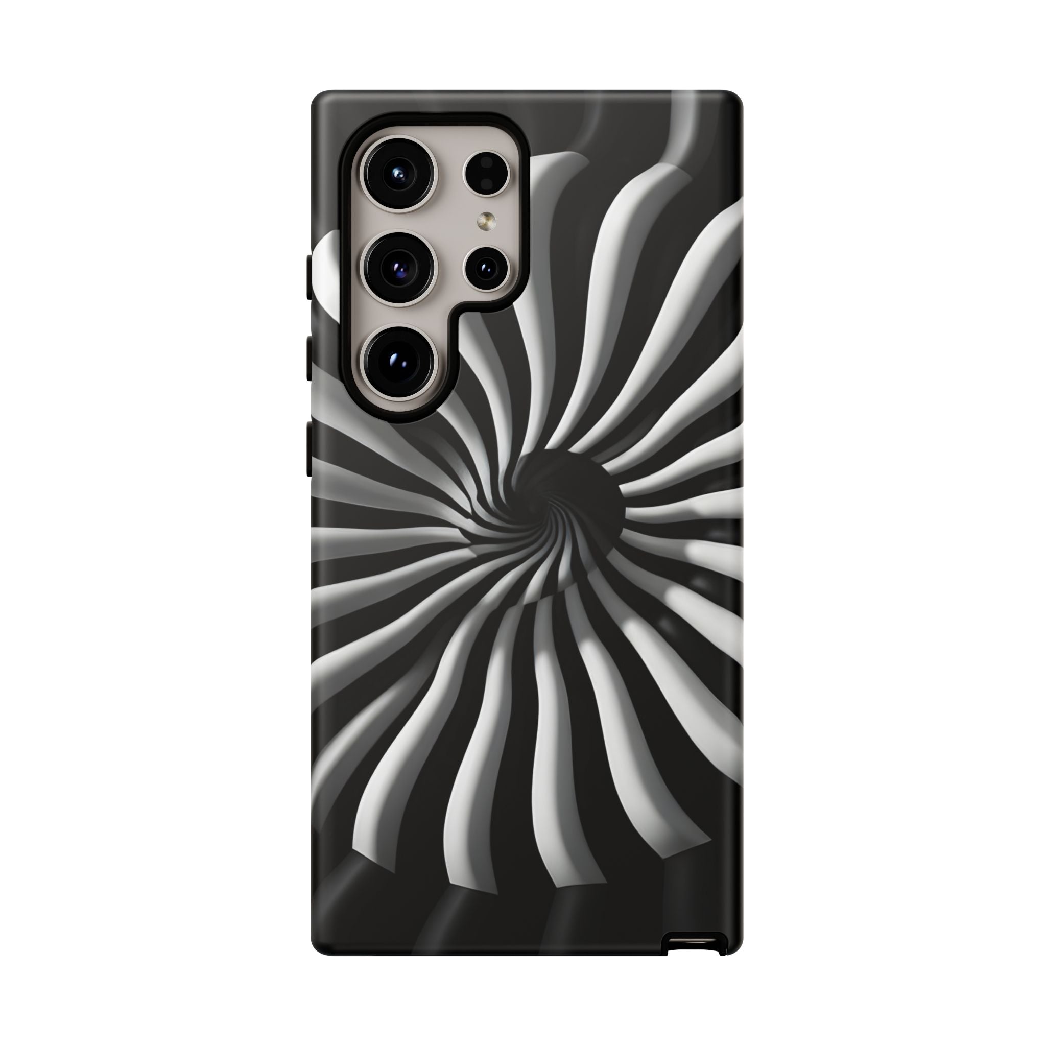 Hypnotic Black and White Spiral Phone Case – Optical Illusion Design for iPhone & Galaxy