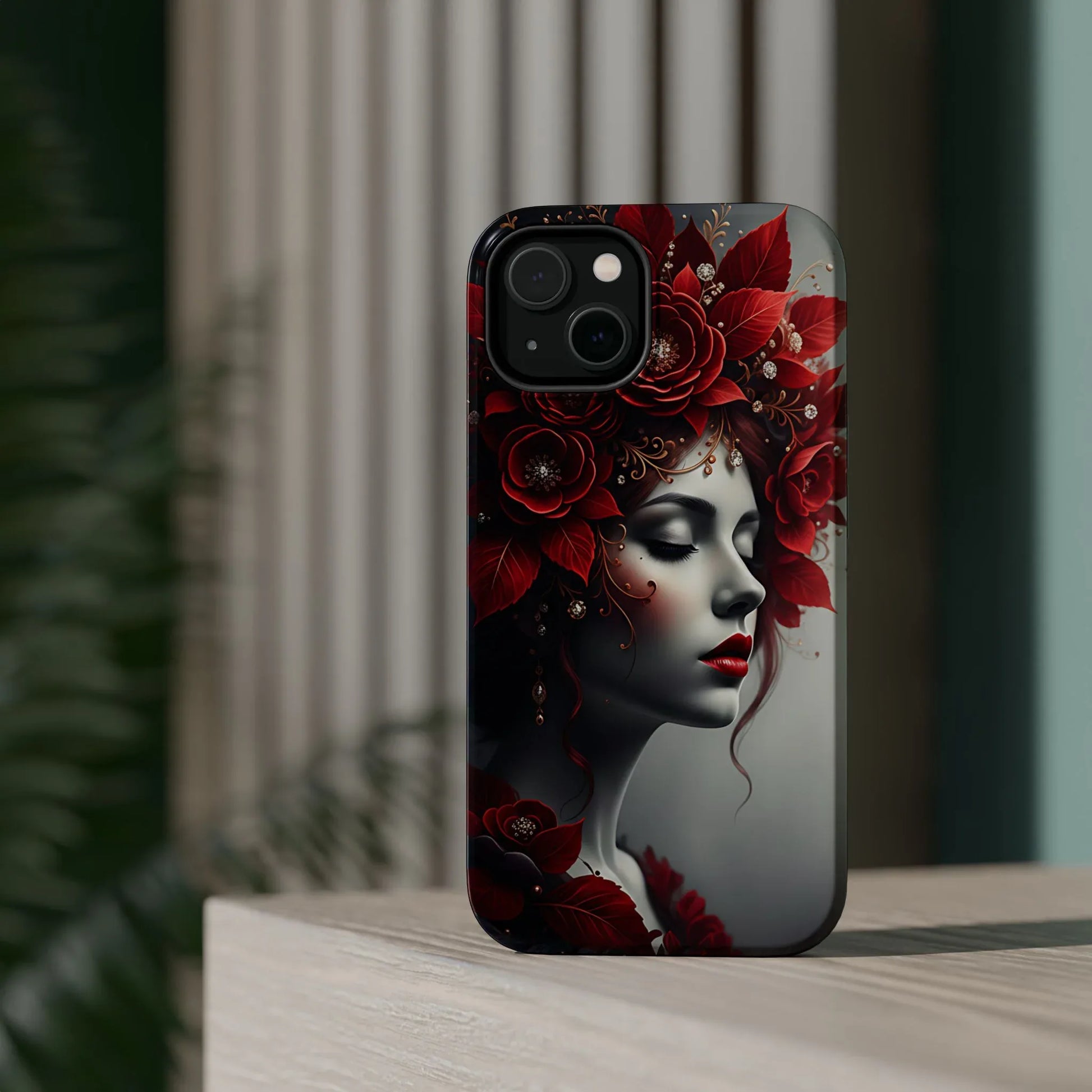 Scarlet Bloom Portrait Phone Case for iPhone 13-17 - KARARMDESIGN