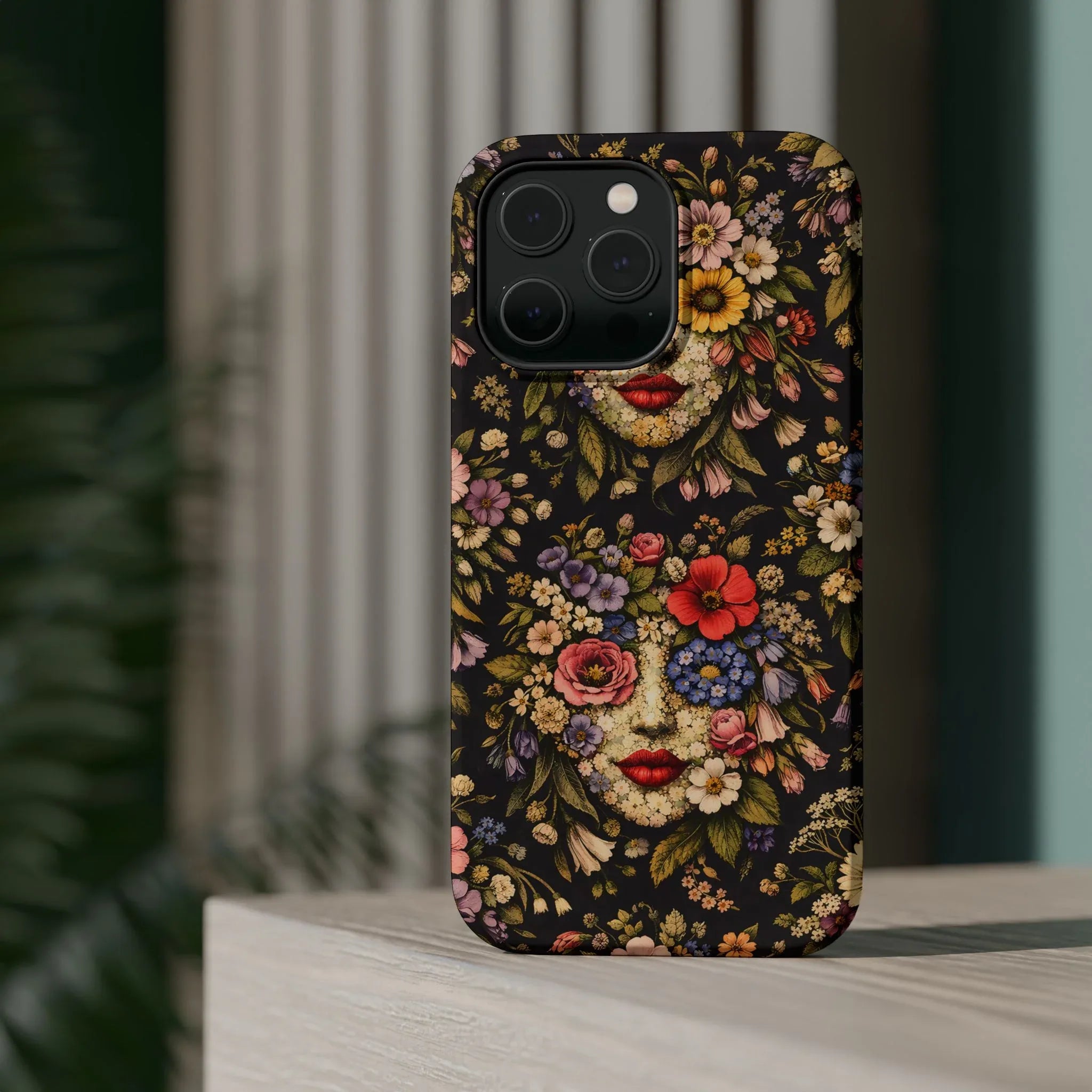 Vintage Flower Face Phone Case for iPhone 13-17 - KARARMDESIGN