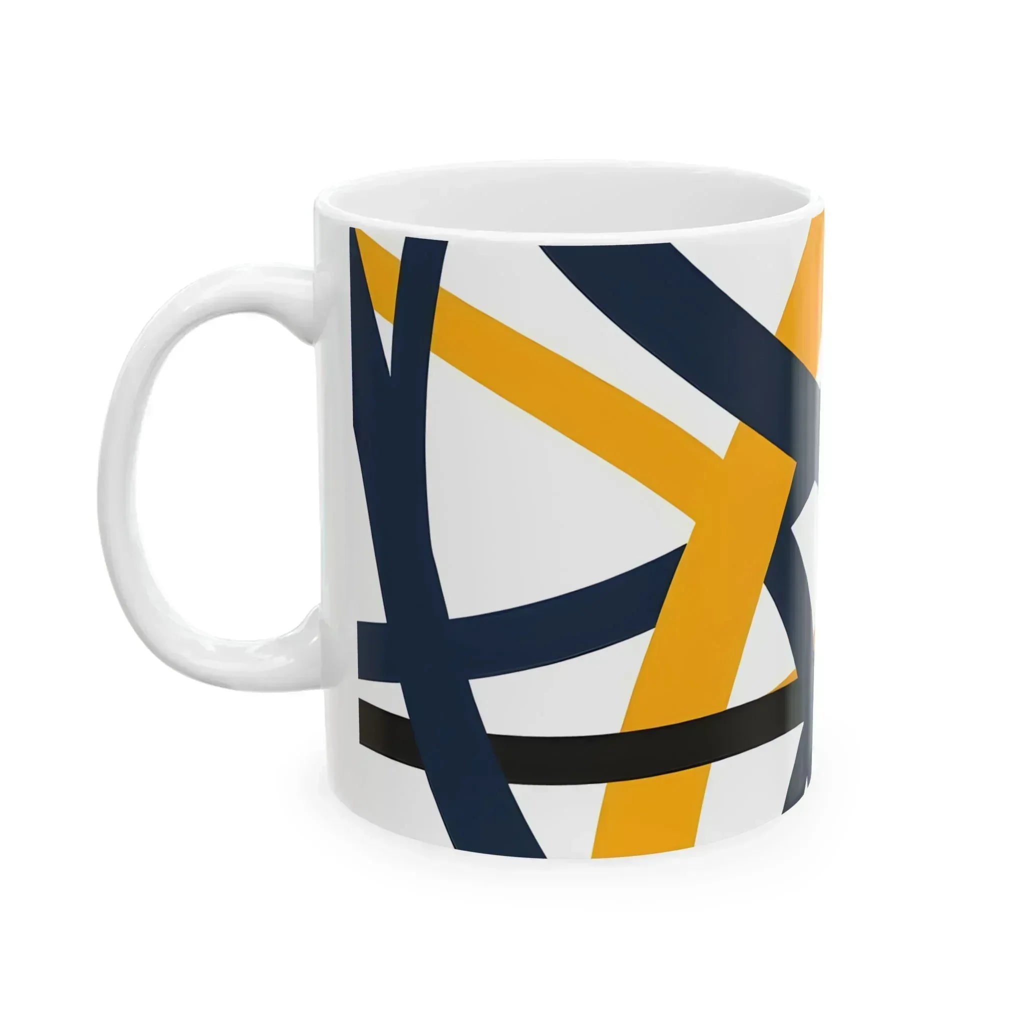 Navy Blue and Orange Smoke Pattern Ceramic Mug - KARARMDESIGN