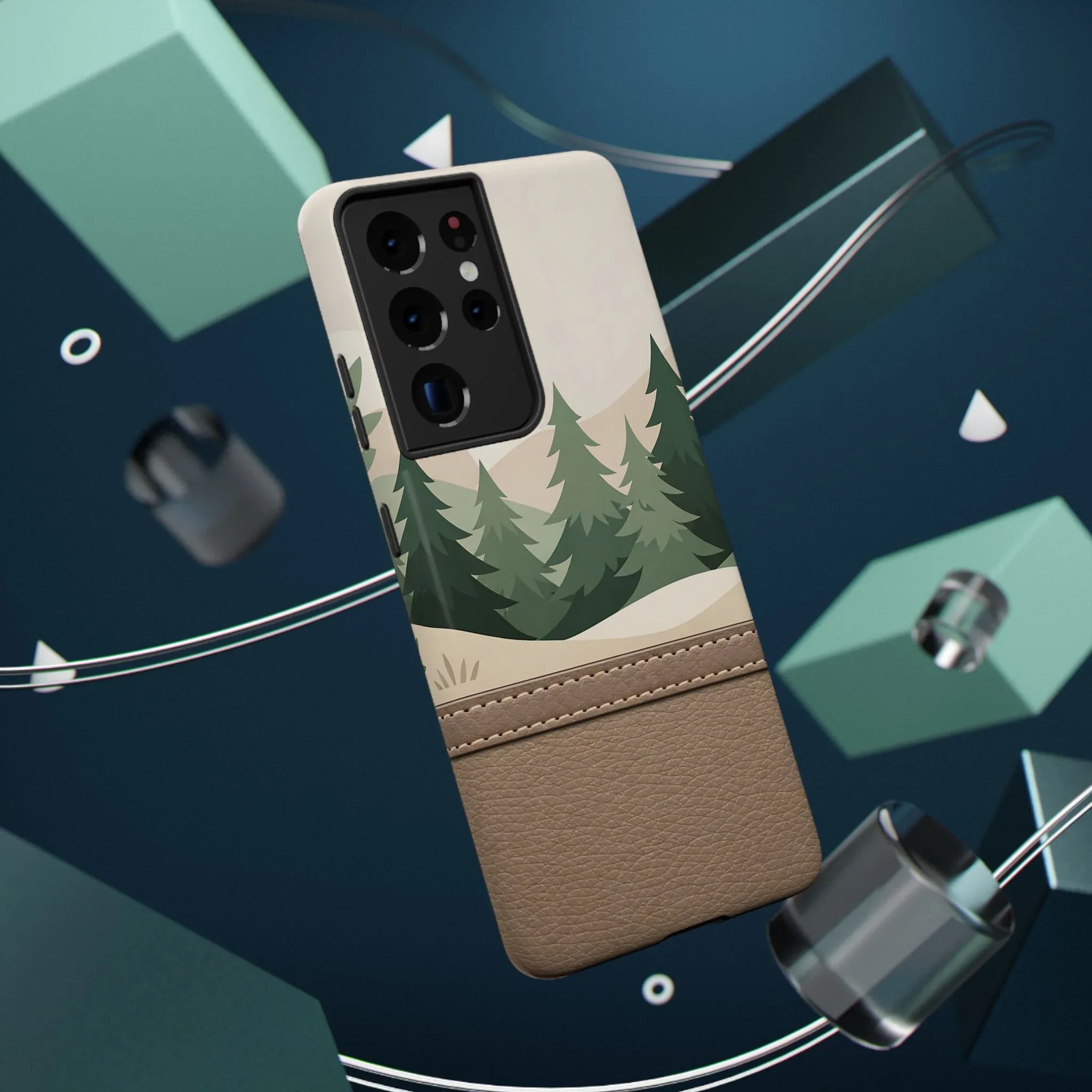 Forest Leather Phone Case for iPhone 11-17 and Galaxy S21-S25 - KARARMDESIGN