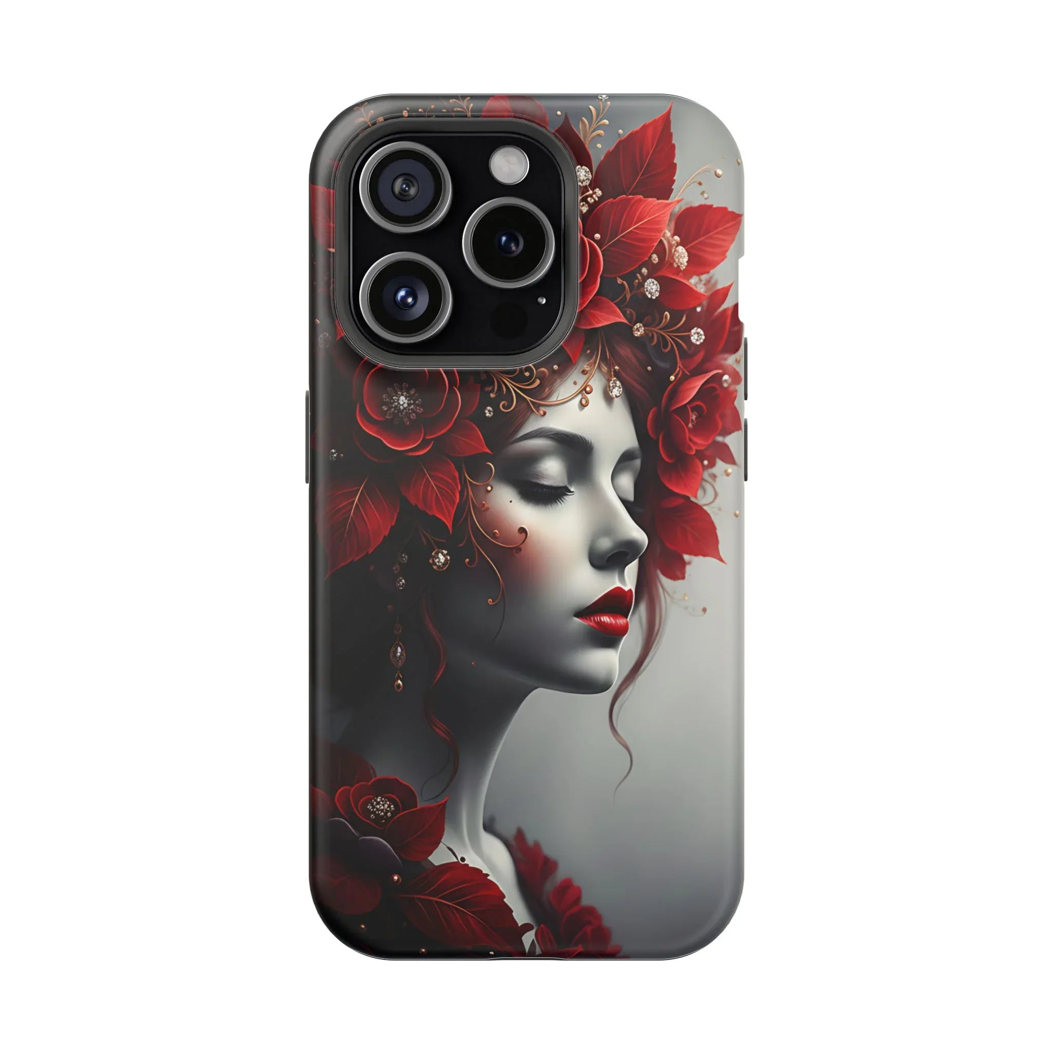 Scarlet Bloom Portrait Phone Case for iPhone 13-17 - KARARMDESIGN
