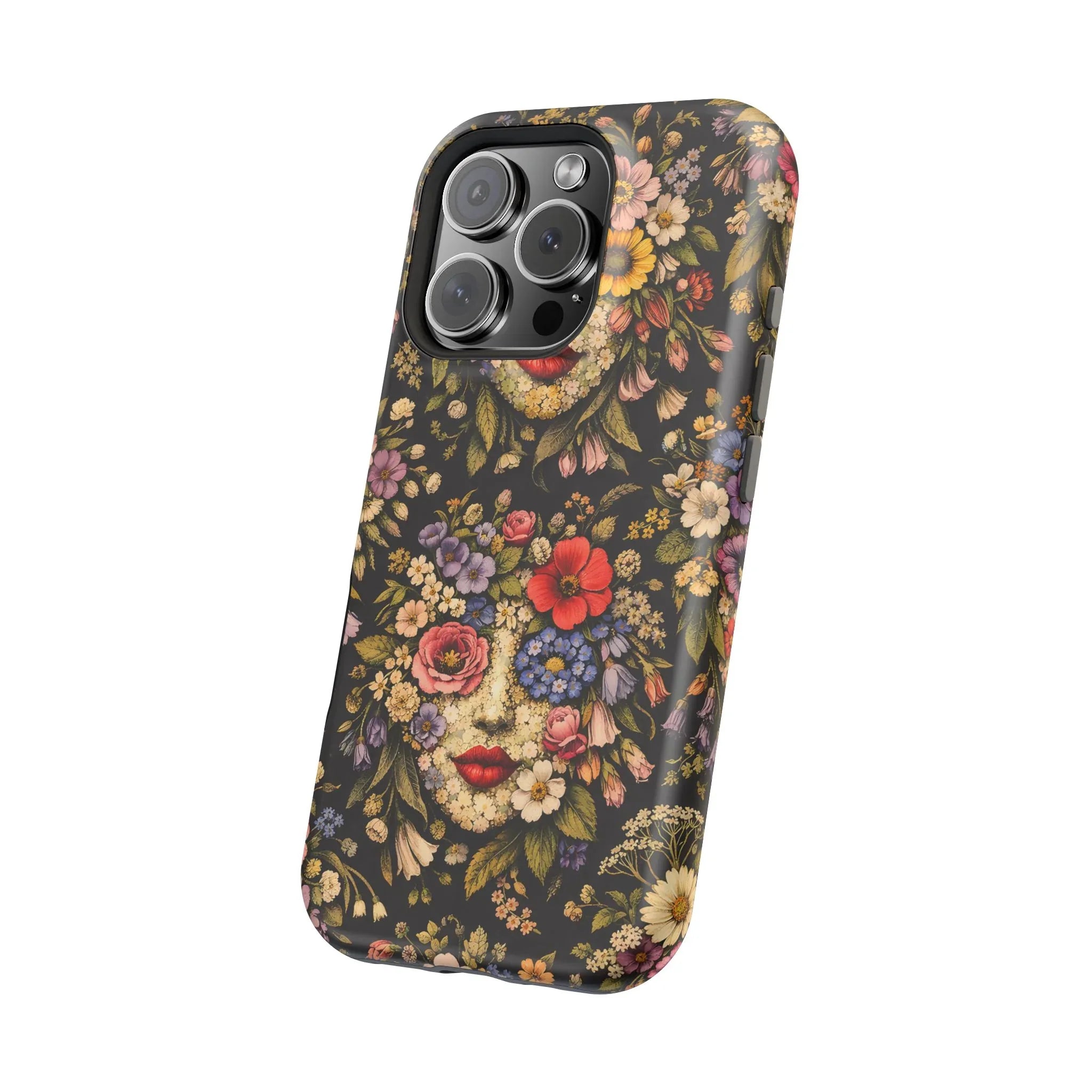 Vintage Flower Face Phone Case for iPhone 13-17 - KARARMDESIGN