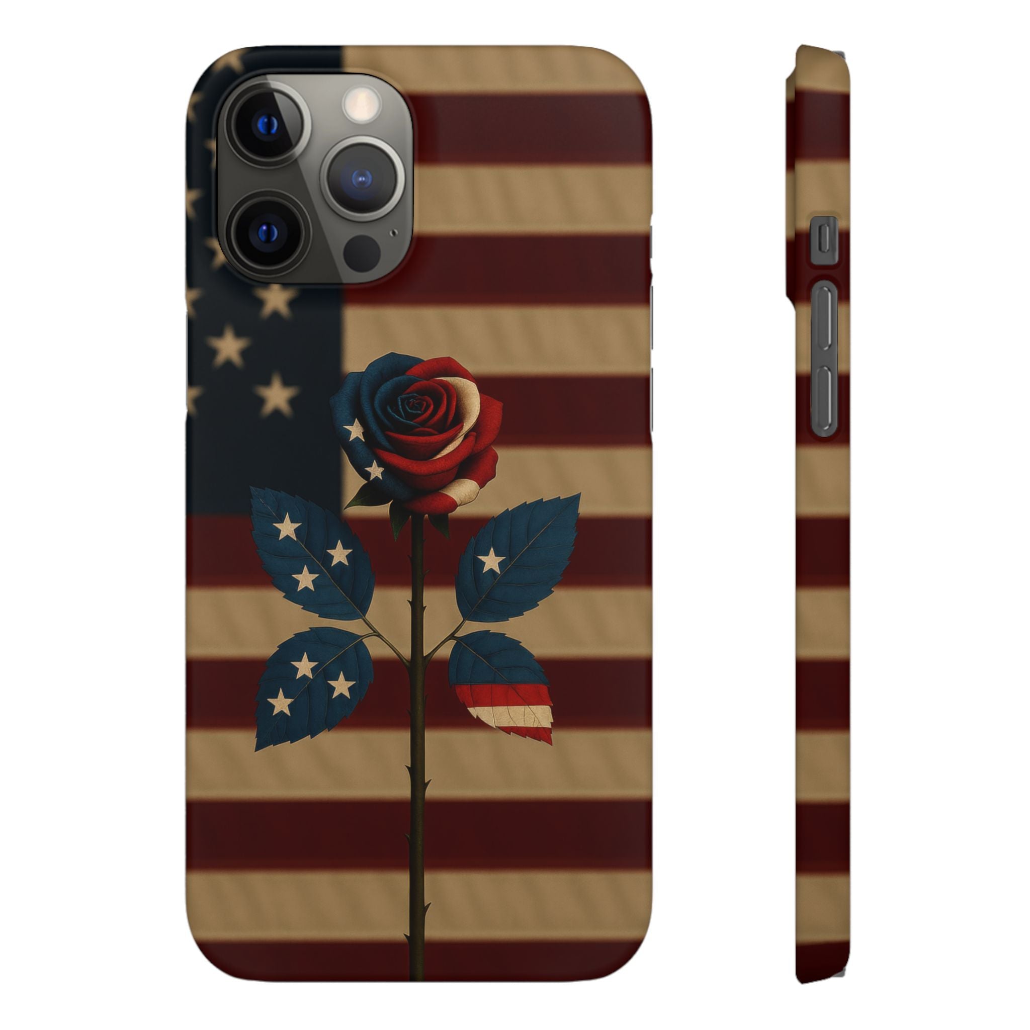 American Rose Flag Phone Case for iPhone 8-17 and Galaxy S20-S26