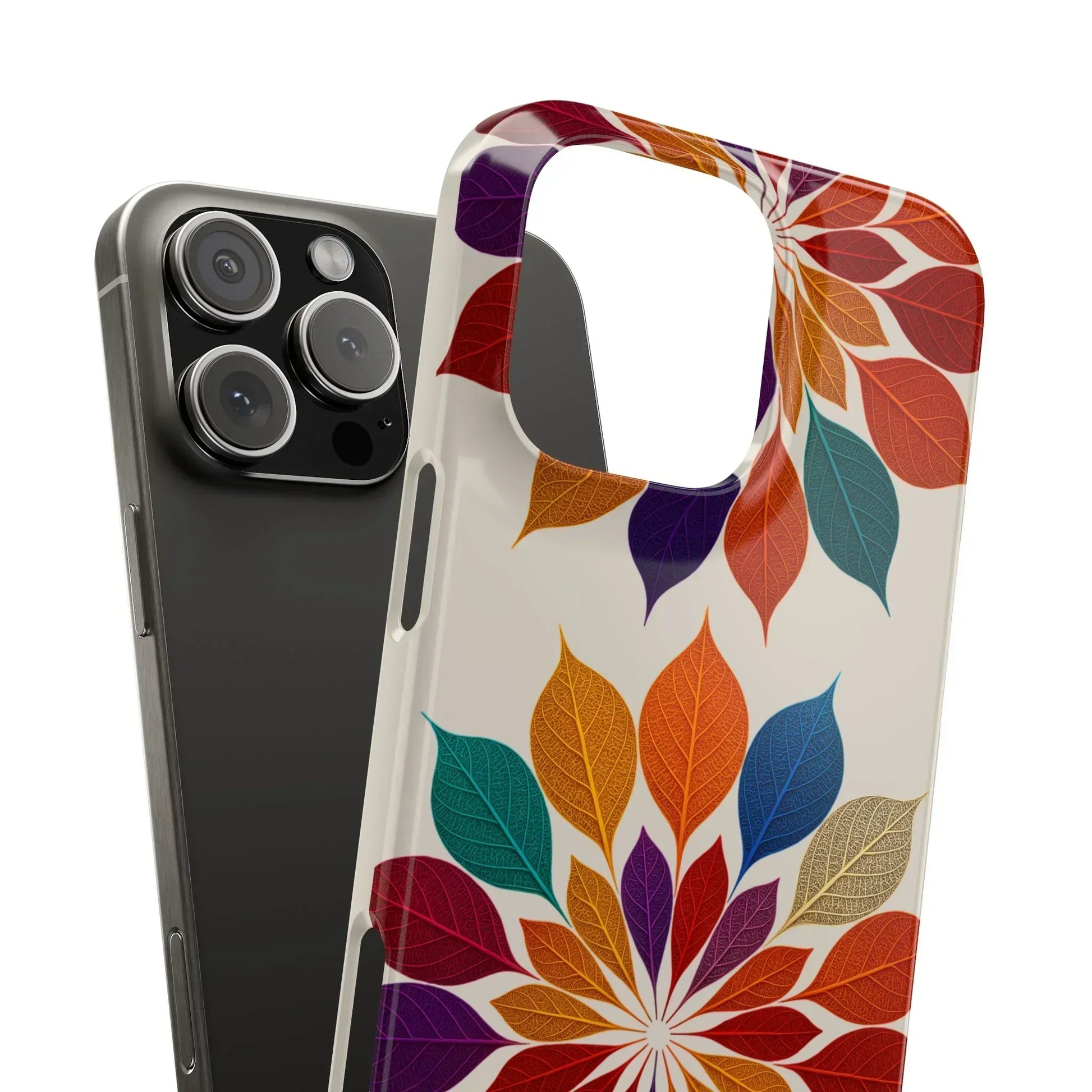 Leaf Mandala Botanical Burst Design Slim Phone Case for iPhone 7-16 Models - KarArmDesign