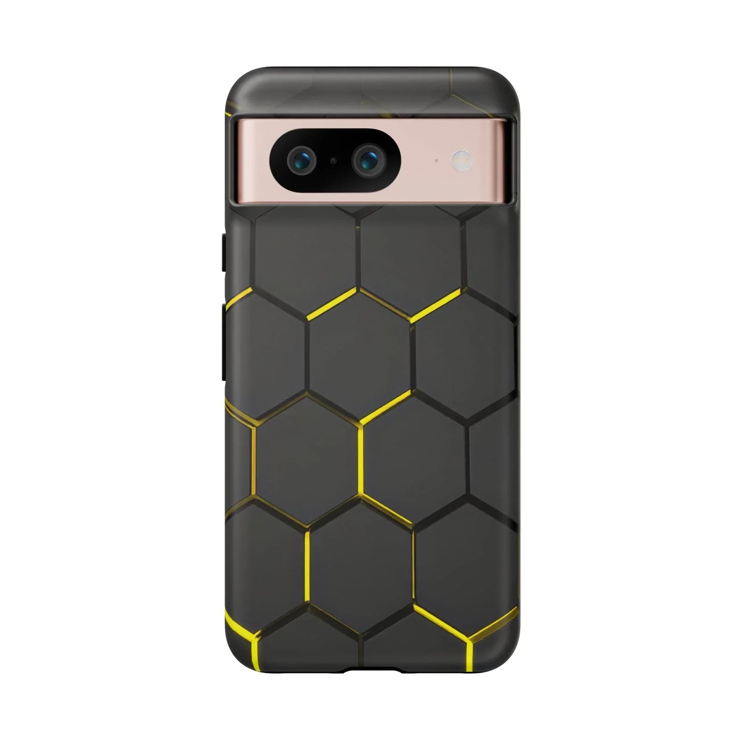 Black and Yellow Hexagon Geometric Tough Phone Case for Galaxy and Pixel - KarArmDesign