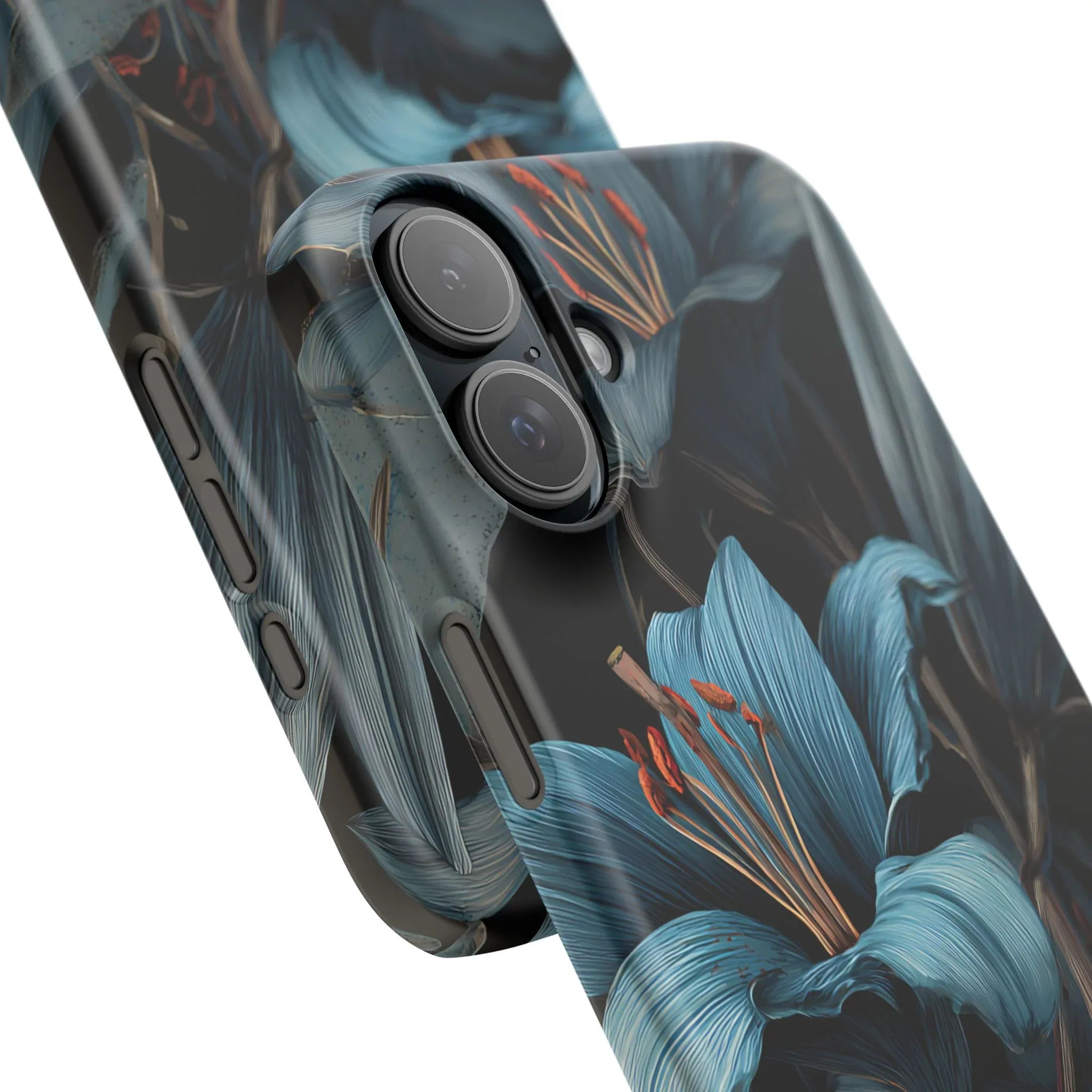 Blue Lily Floral Phone Case for iPhone 11-17 and Galaxy S20-S25 - KARARMDESIGN